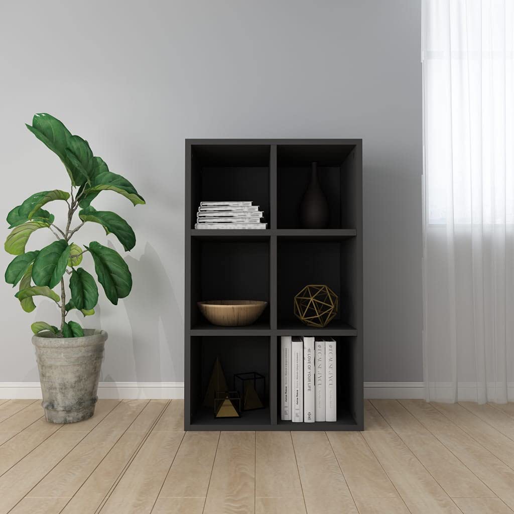 Freestanding Bookshelf Storage Display Cabinet - Open Shelf Bookcase for Living Room, Bedroom & Office - Black Chipboard Book Cabinet Sideboard 26