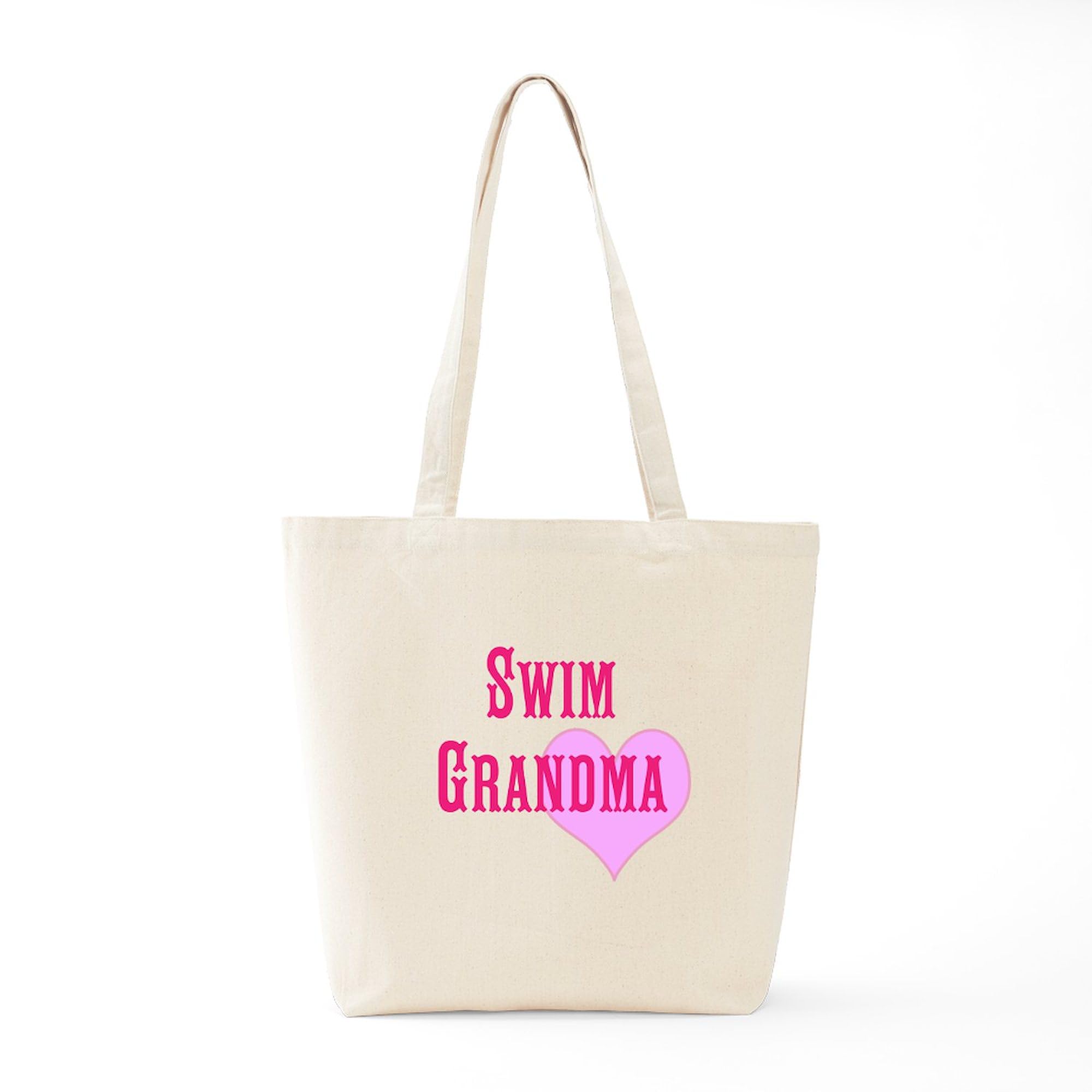 Swim Grandma Tote Bag - Natural Canvas Reusable Shopping Bag for Beach, Pool & Grocery - Eco-Friendly Cotton Carryall for Women
