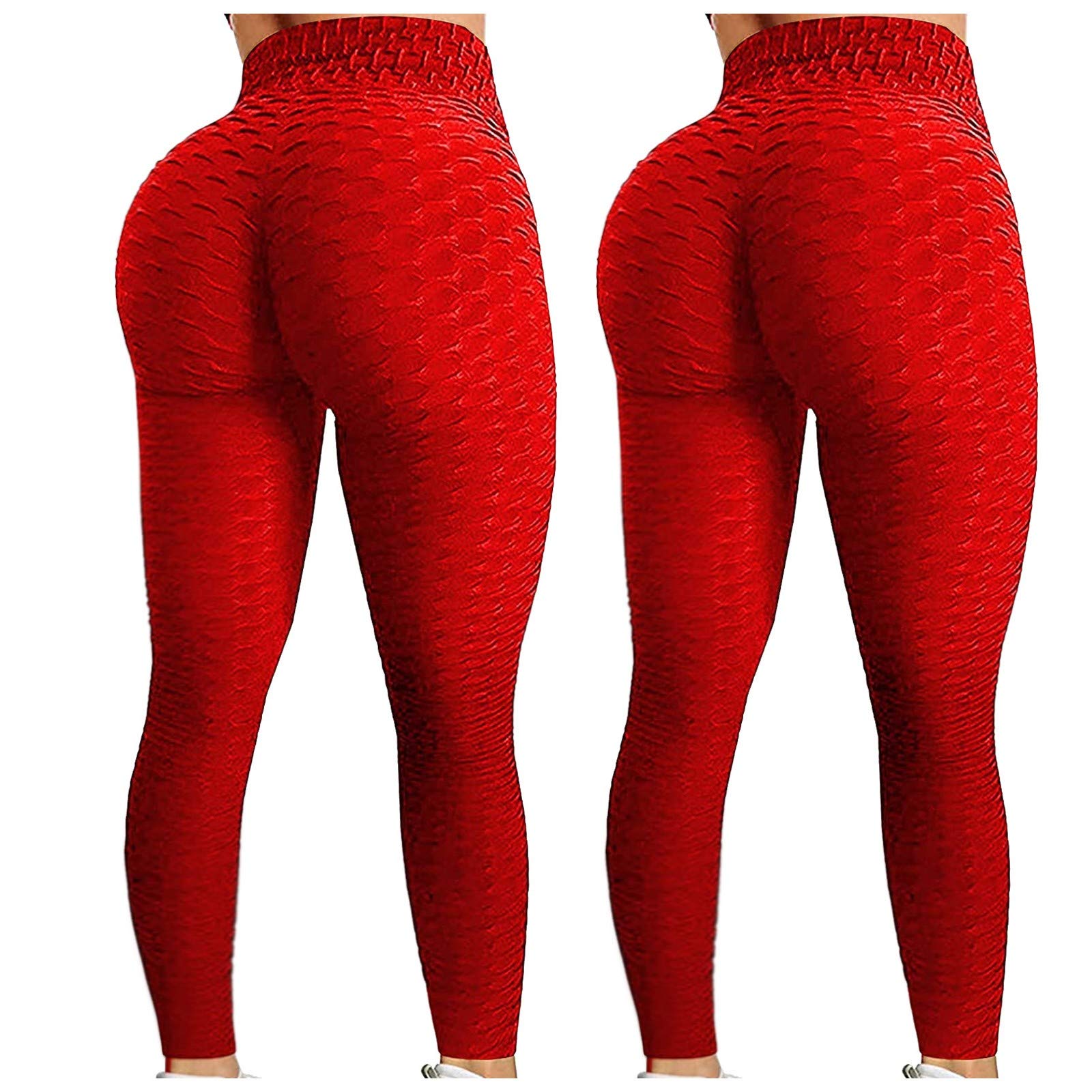 Jovati 2-Pack Women's Jacquard Bubble Yoga Leggings - High Waist Tummy Control Workout Pants for Running, Fitness & Hip Lifting | Perfect for Gym, Yoga & Active Lifestyle