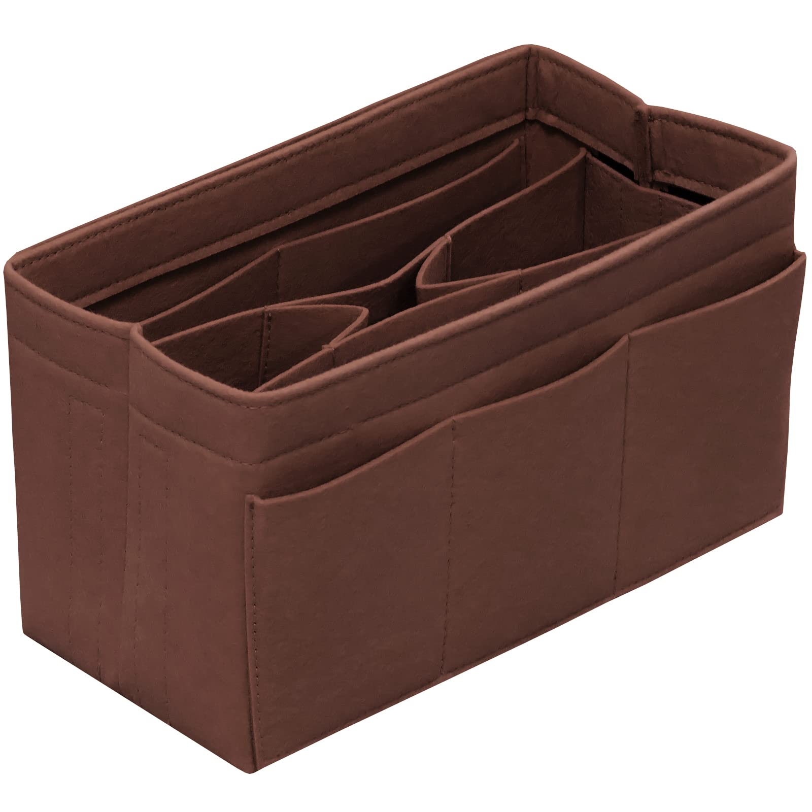 Felt Purse Organizer Insert with 14 Pockets - Medium Brown Handbag Organizer for Tote Bags | Perfect for Travel, Work & Everyday Use