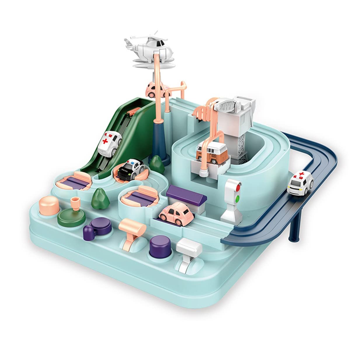 Muised 4-in-1 City Rescue Toy Set with Mini Cars - Educational Autism Toys for Toddlers, Parent-Child Interactive Racing Game - Perfect Christmas & Birthday Gift for Kids | Great for Indoor Play, Learning Development & Family Bonding Activities