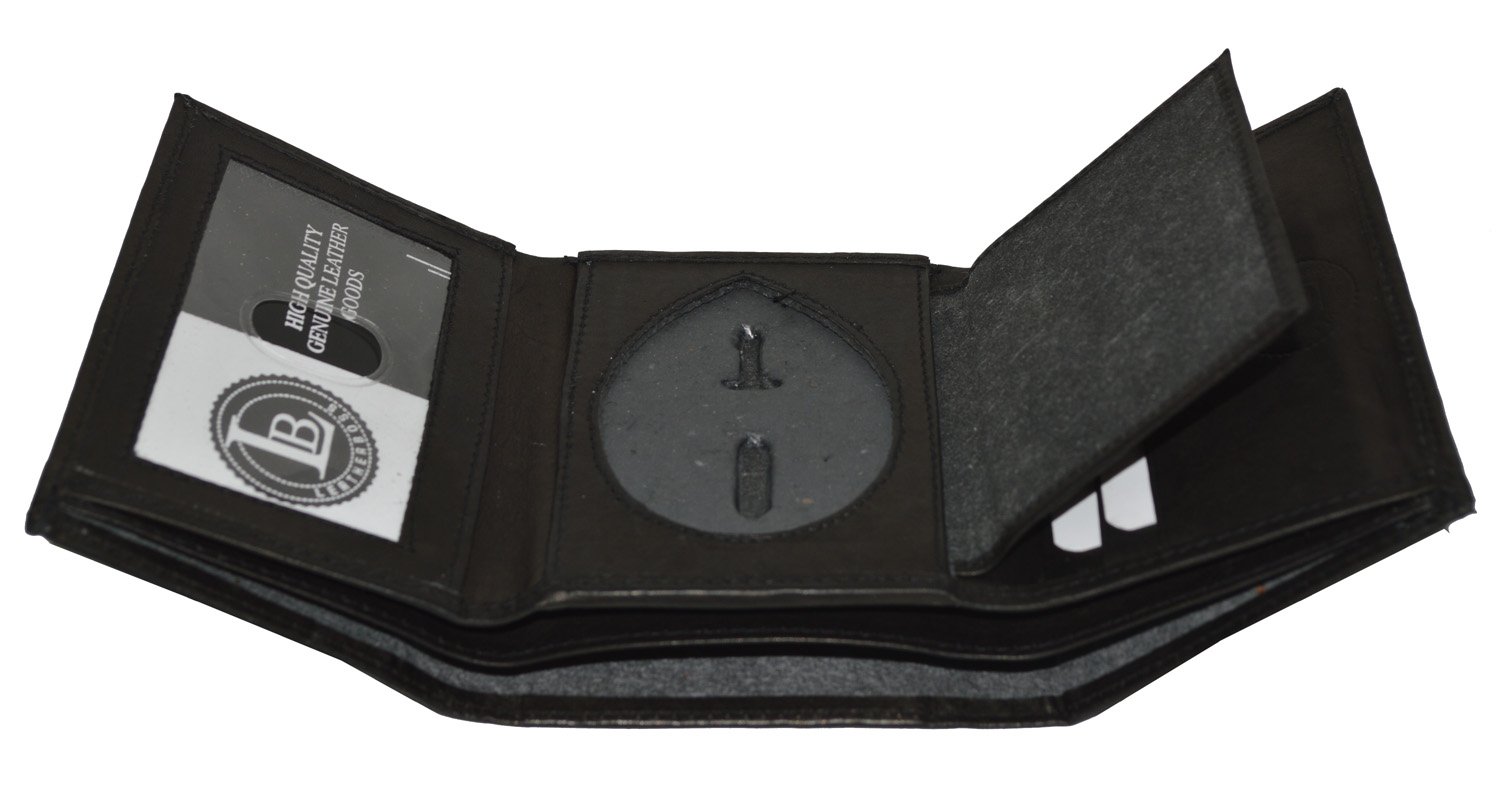 Men's Genuine Leather Wallet with Sheriff Police Shield Design - ID Holder for Security Officers & Firefighters | Perfect for Duty, Gifts & Everyday Use
