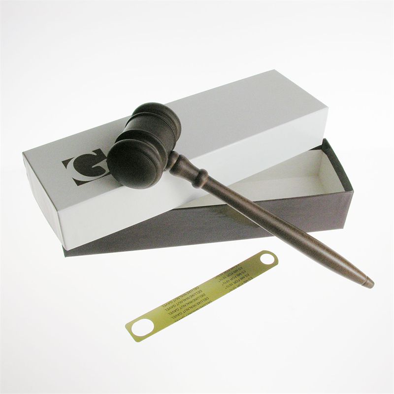 Premium Walnut Wood Gavel with Gift Box & Custom Engraving Band - Perfect for Judges, Lawyers, Auctioneers & Courtroom Ceremonies