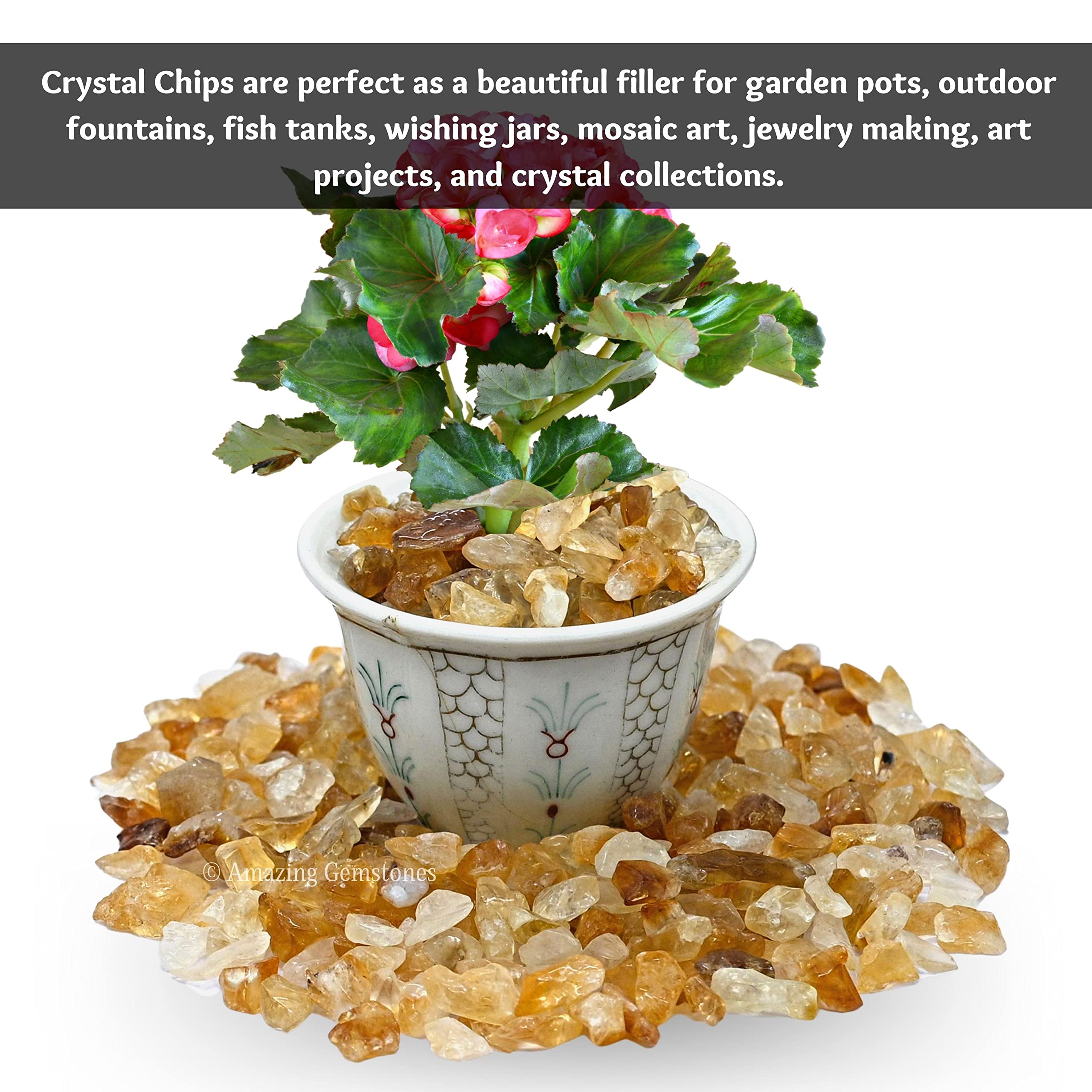 Natural AAA Grade Citrine Crystal Chips - 1000+ Carat Bulk Aquarium Gravel for Fish Tanks | Small Tumbled Stone Chips & Tiny Crystals for Home Decor, Jewelry Making & Spiritual Healing | Premium Gemstone Decorative Rocks for Vases, Terrariums & Crafts