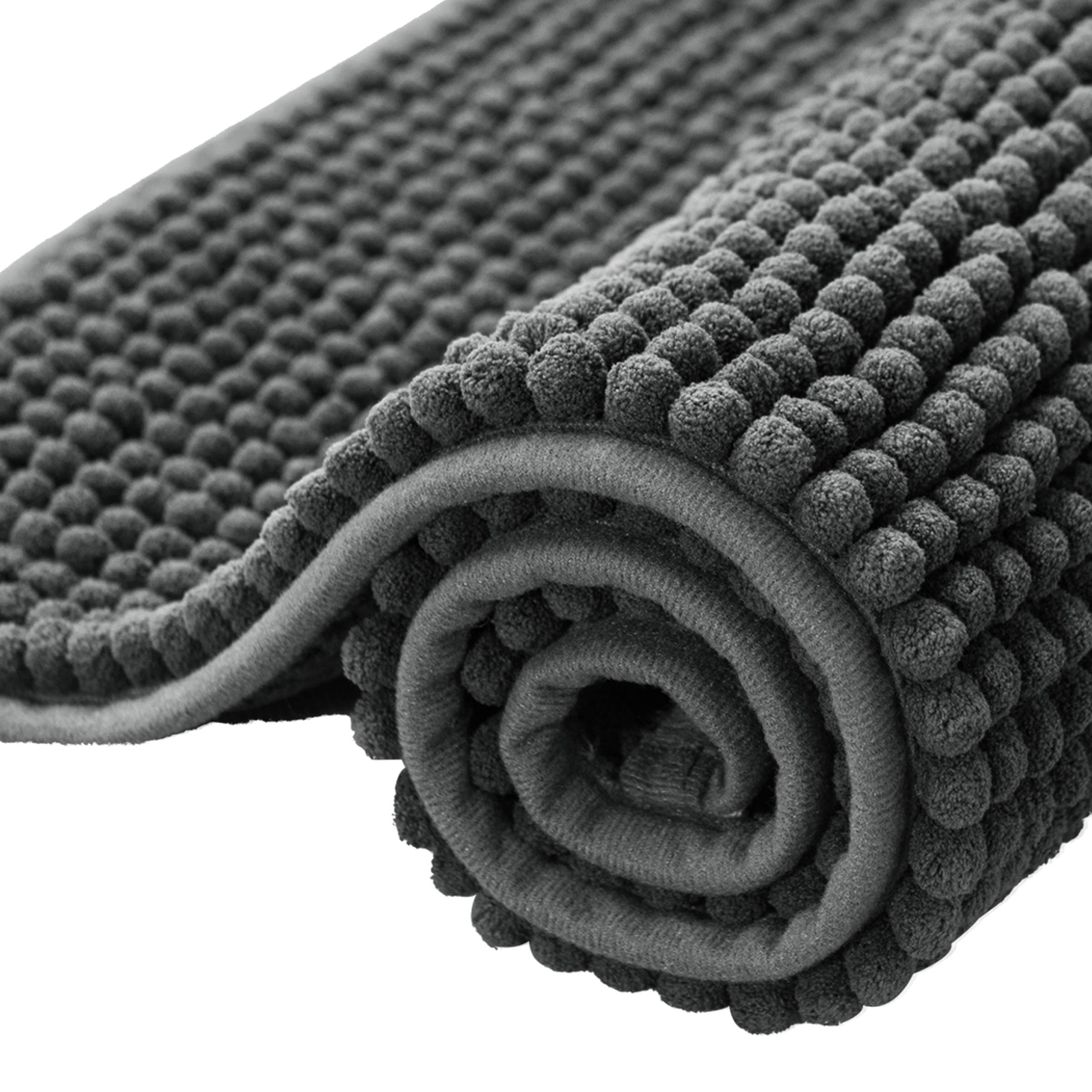 SUBRTEX Chenille Bathroom Rug - Soft Plush Shower Mat, Water Absorbent & Quick Dry, Machine Washable (Gray, 20