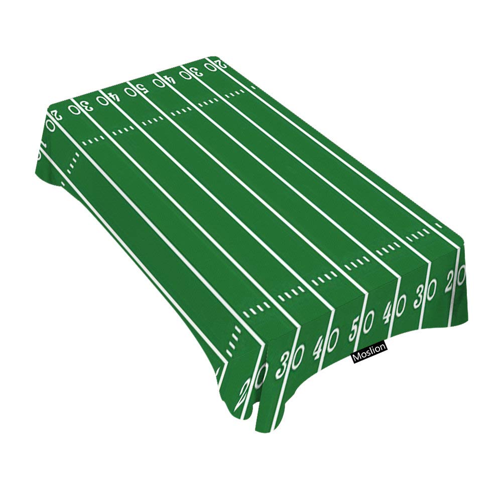Premium Green Football Field Design Rectangular Tablecloth - 60x84 Inch Waterproof Table Cover for Dining, BBQ, Picnic, Coffee Tables - Perfect for Game Day Parties, Tailgating & Sports-Themed Decor