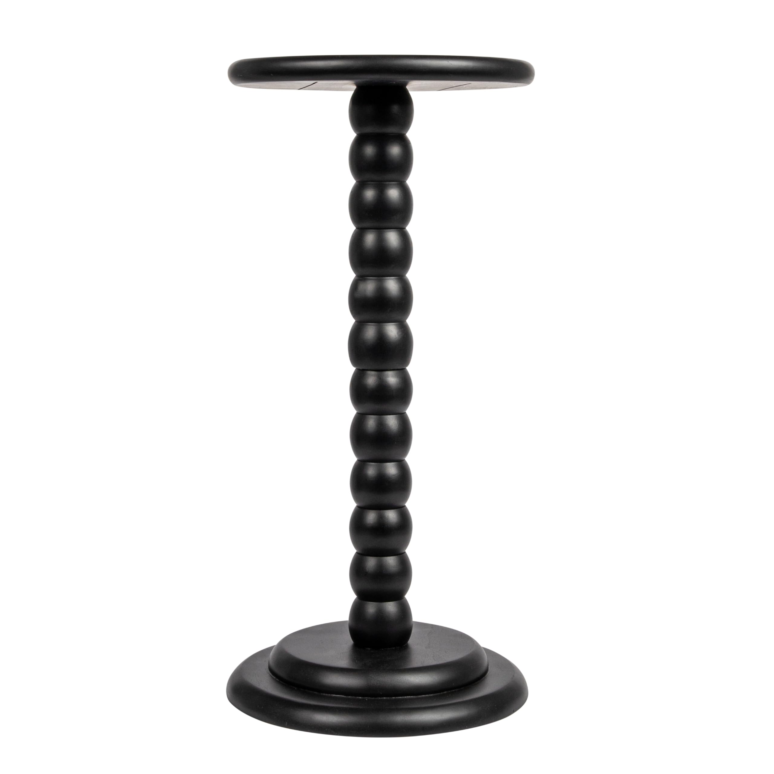 Creative Co-Op Stacked Pedestal Cocktail Side Table - Modern Black Accent Table for Living Room, Bedroom or Patio - Perfect for Drinks, Books & Home Decor