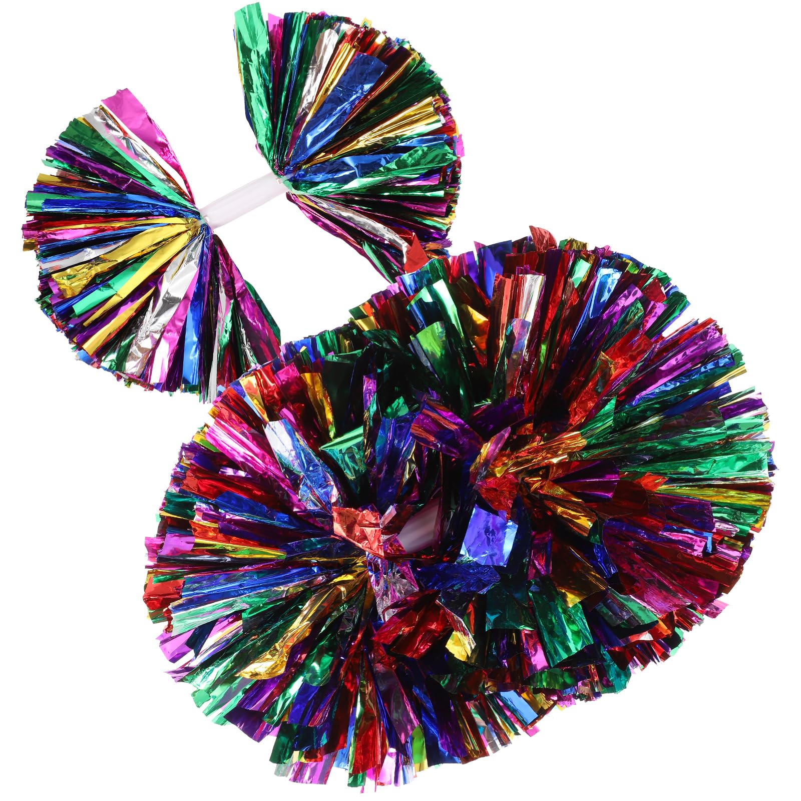 BESPORTBLE 2-Pack Cheerleader Pom Poms with Handles - Fluffy Cheerleading Hand Balls for Sports Games, Cheerleading Practice, Dance Performances & Party Decorations - Vibrant Team Spirit Accessories