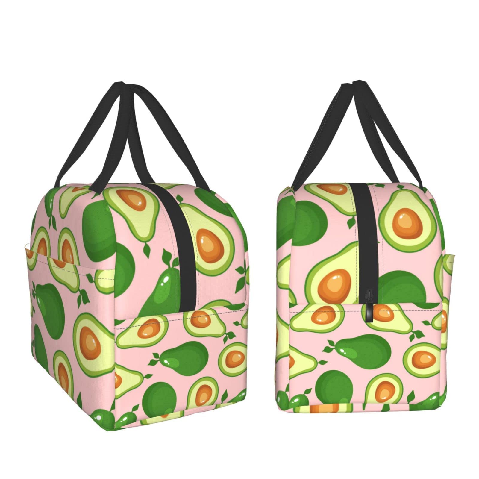Avocado Pattern Insulated Lunch Box - Reusable & Portable Meal Container for Men & Women - Perfect for Work, Travel, Picnic & Outdoor Activities