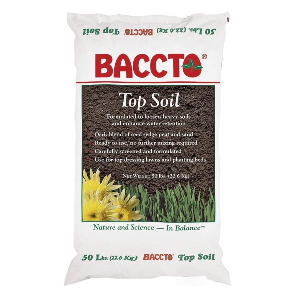 Premium 1550P Baccto Top Soil - 50 lbs (6 Pack) for Lawns, Gardens & Raised Beds | Reed Sedge, Peat & Sand Blend | Ideal for Landscaping, Vegetable Planting & Flower Beds