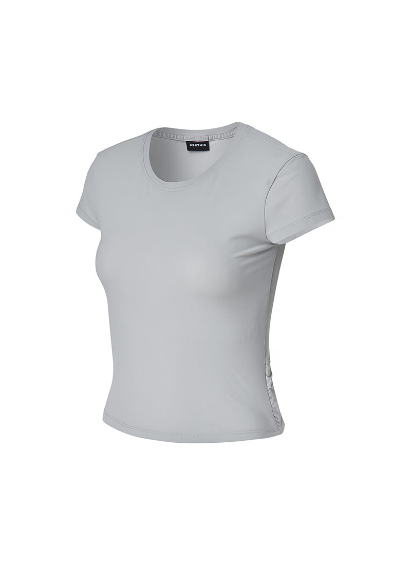 Women's Lightweight Tricot Overlap Short Sleeve T-Shirt - Soft Breathable Casual Top for Summer, Gym, and Everyday Wear