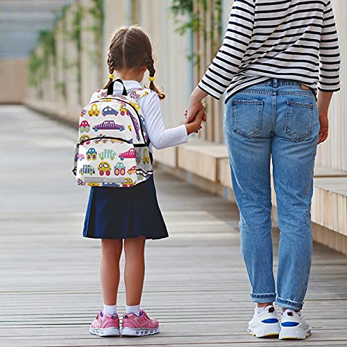 SUABO Colorful Cars Kids Backpack for Toddlers & Preschoolers - Durable School Backpack for Boys & Girls - Lightweight Travel Daycare Bag for Kindergarten, Outings & Daily Use