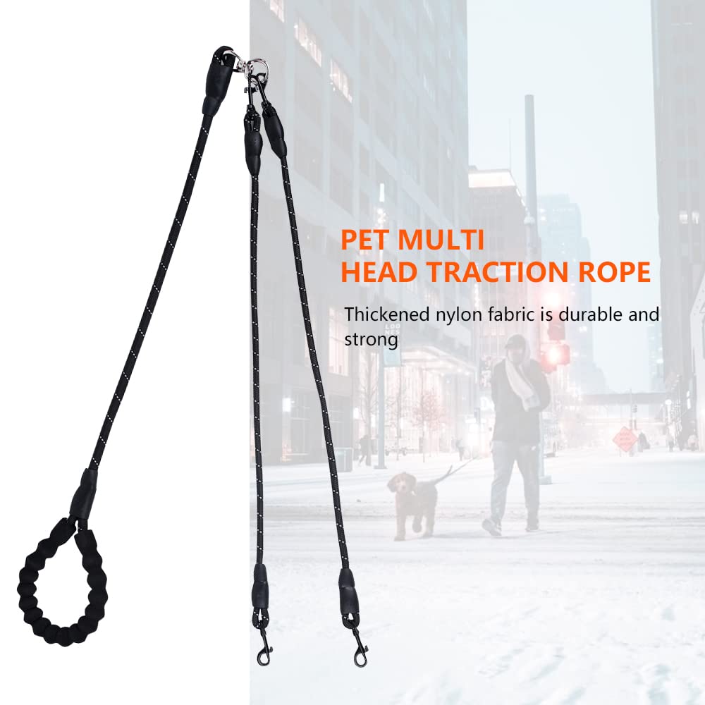 Dual Dog Leash for 2 Dogs - Reflective & Tangle-Free Double Dog Leash with 360° Swivel - Comfortable Training Leash for Small, Medium & Large Dogs (Black) - Perfect for Walking, Hiking & Outdoor Adventures