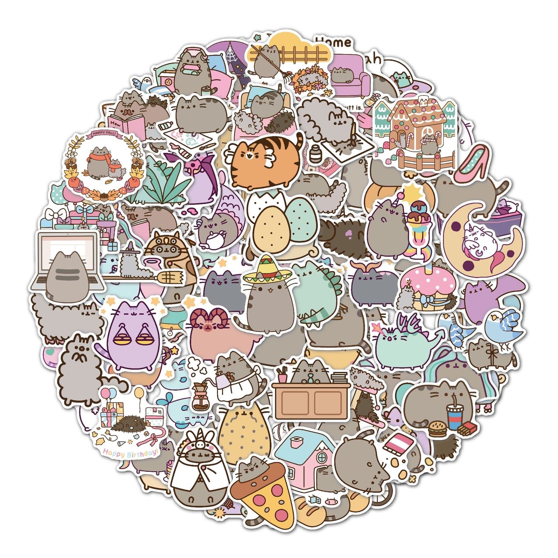 PEAK TOWN 100PC Cartoon Anime Stickers - Waterproof Vinyl Decals for Laptop, Phone, Water Bottle, Skateboard | Cute Cat Design for Kids, Teens & Adults | Perfect for School, Office & Personalizing Devices