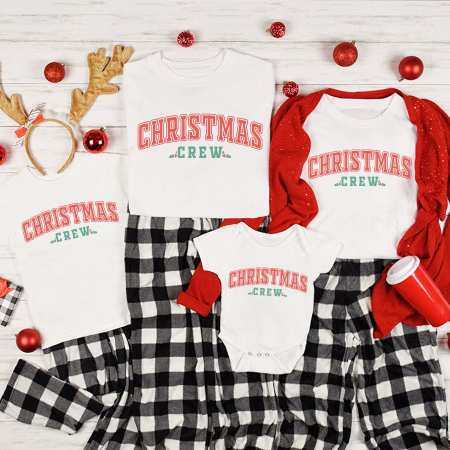 Christmas Crew Express Family Matching T-Shirts - White | Festive Holiday Outfits for Family Photos & Christmas Gatherings
