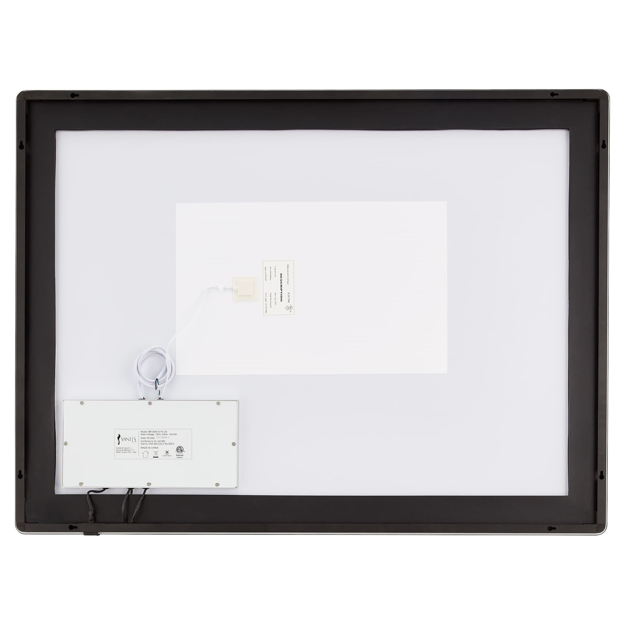 Oxygen Compact 3 0401 15 LED Lighted Mirror - 36x24 Inch Black Bathroom Vanity Mirror with Bright Lighting (Open Box) - Perfect for Makeup, Shaving & Home Decor
