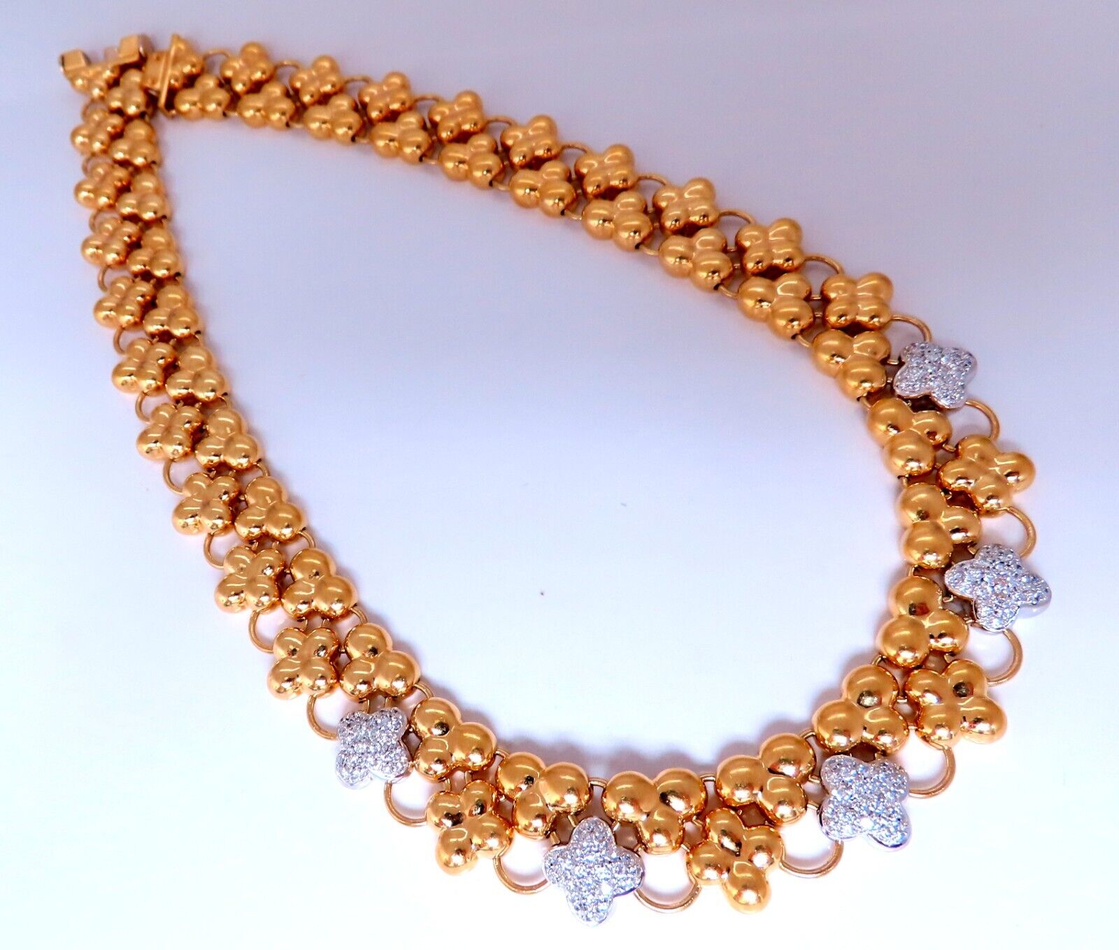 2 Carat Natural Diamond Clover Link Necklace in 18K Gold - Elegant Gift for Anniversary, Birthday & Special Occasions