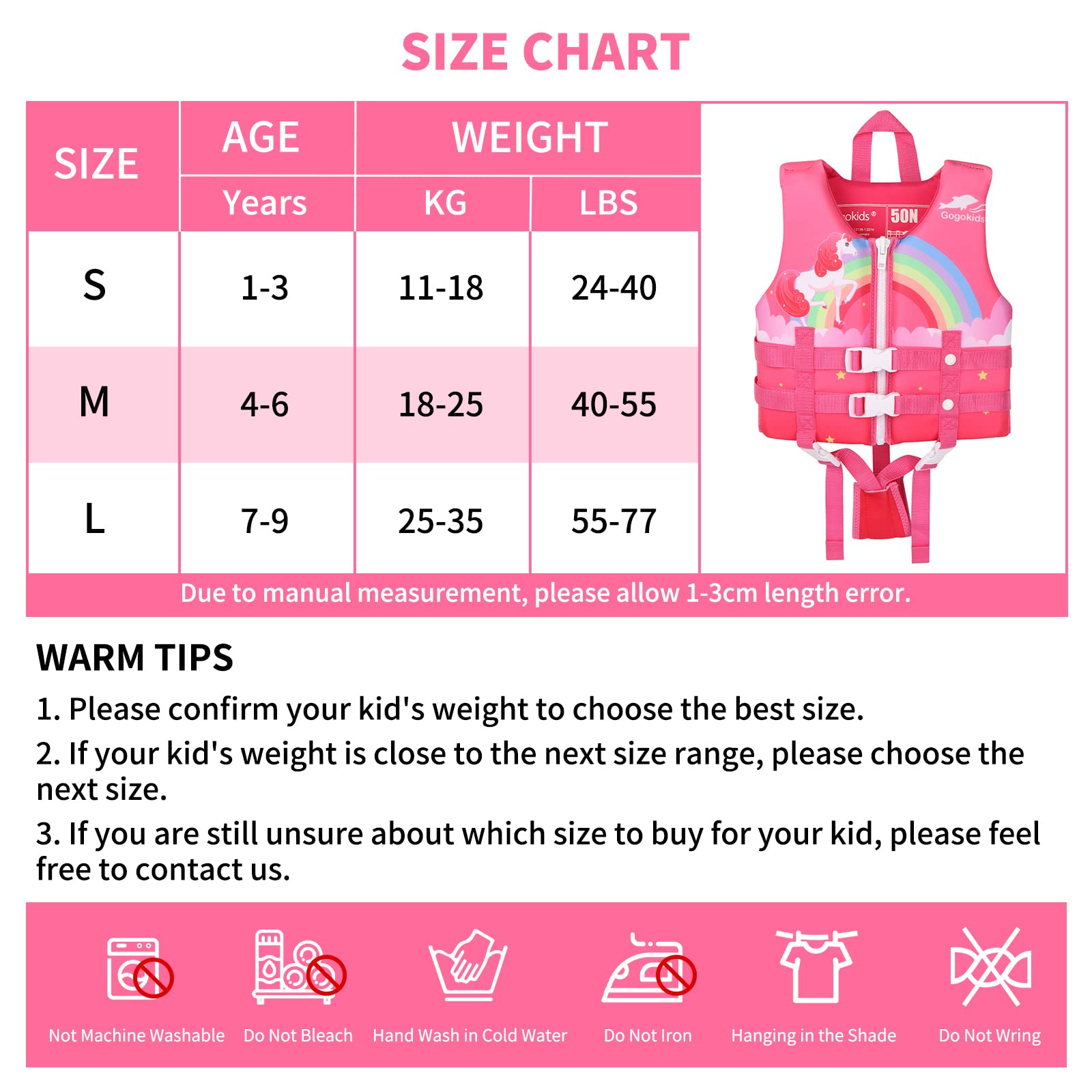 Gogokids Toddler Swim Vest - Adjustable Float Jackets for Boys & Girls, Learn to Swim Safety Gear, Perfect for Pool, Beach & Water Play