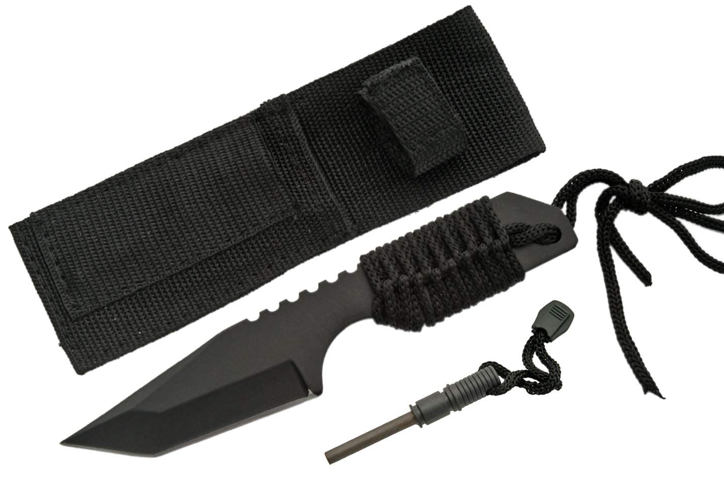 Szco Supplies Tanto Survival Knife with Fire Starter - Tactical Outdoor Camping, Hunting & Emergency Survival Tool