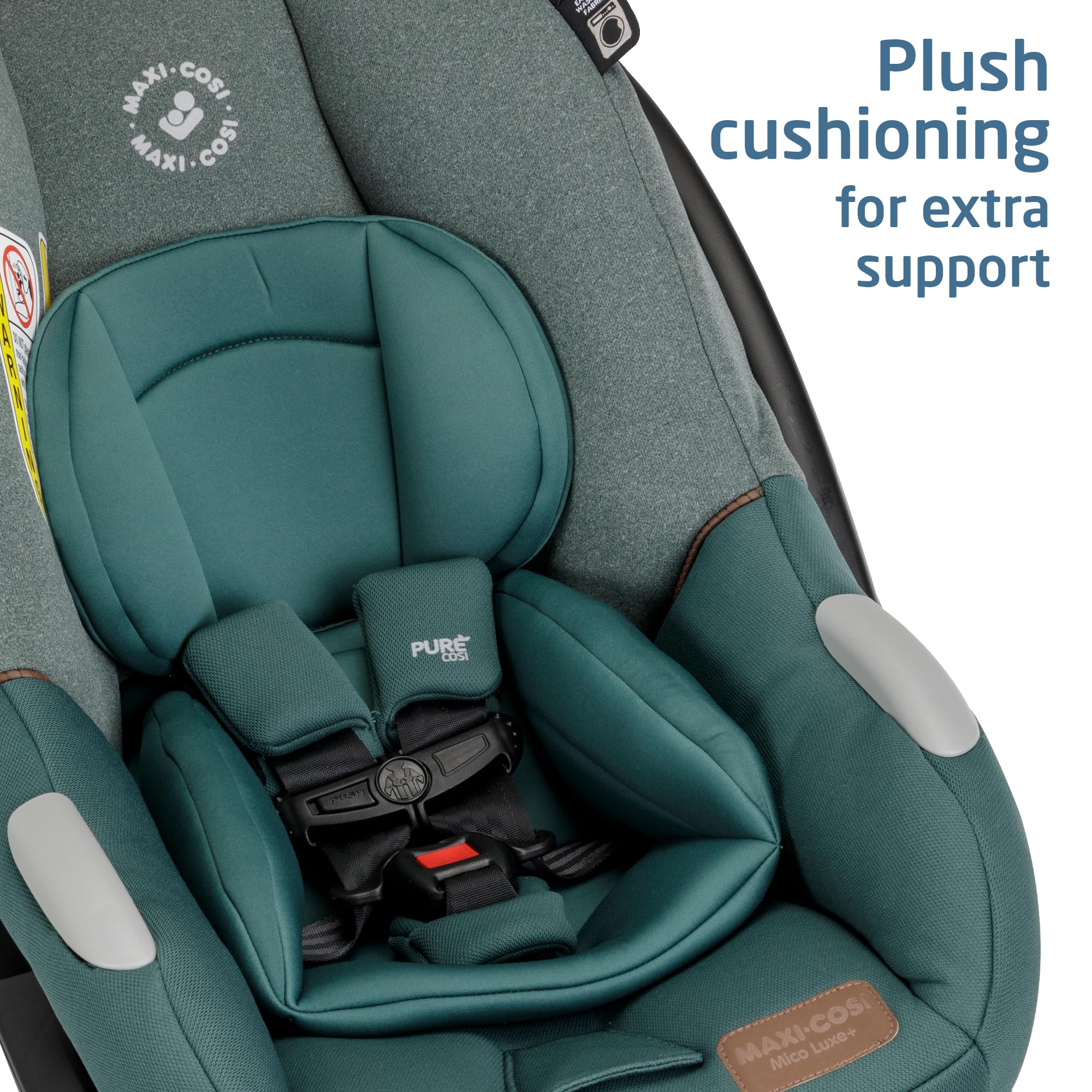 Maxi-Cosi Mico Luxe+ Infant Car Seat with Base | Lightweight & Versatile Baby Carrier | Safe & Comfortable for Newborns | Perfect for Travel, Daily Commutes & Family Outings | Essential Green