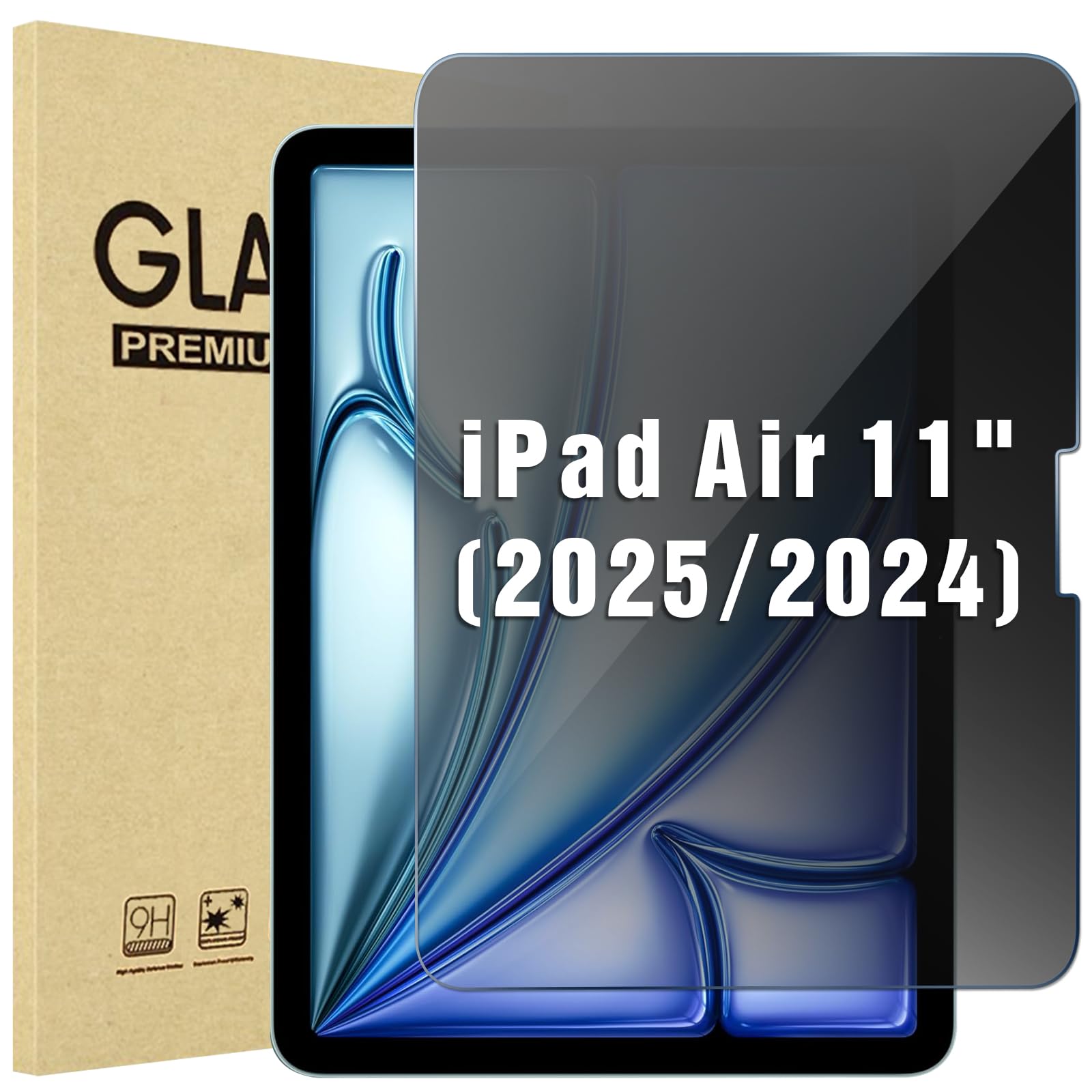 ProCase Privacy Screen Protector for iPad Air 11 inch (7th Gen M3 2025 & 6th Gen M2 2024) - Anti-Spy Tempered Glass Film - Perfect for Office, Travel & Secure Browsing