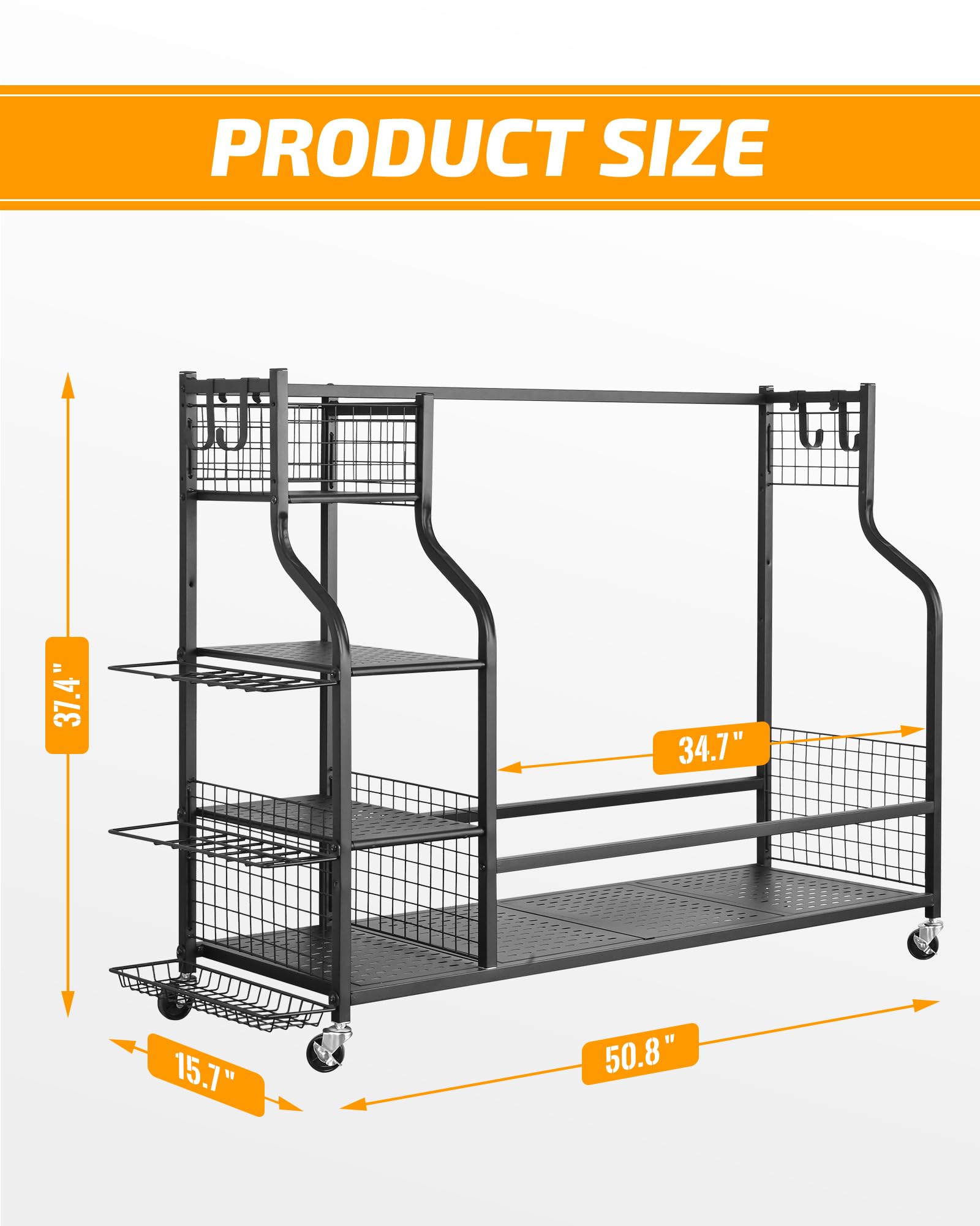 PLKOW Extra Large Golf Bag Storage Stand & Equipment Rack - Heavy Duty Golf Club Organizer for Garage, Shed, Basement | Perfect for Storing Golf Bags, Clubs & Accessories in Home or Outdoor Spaces
