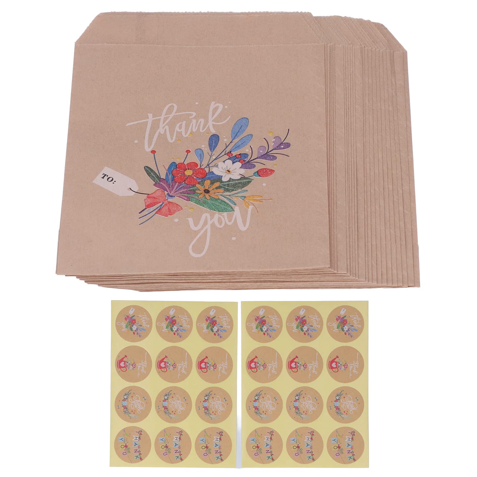 48Pcs Kraft Paper Gift Bags with Flower & Dinosaur Patterns - Mini Treat Bags with Stickers for Candy, Party Favors, Wedding, Birthday - Perfect for Kids Parties, Gift Wrapping & Bouquet Decorations