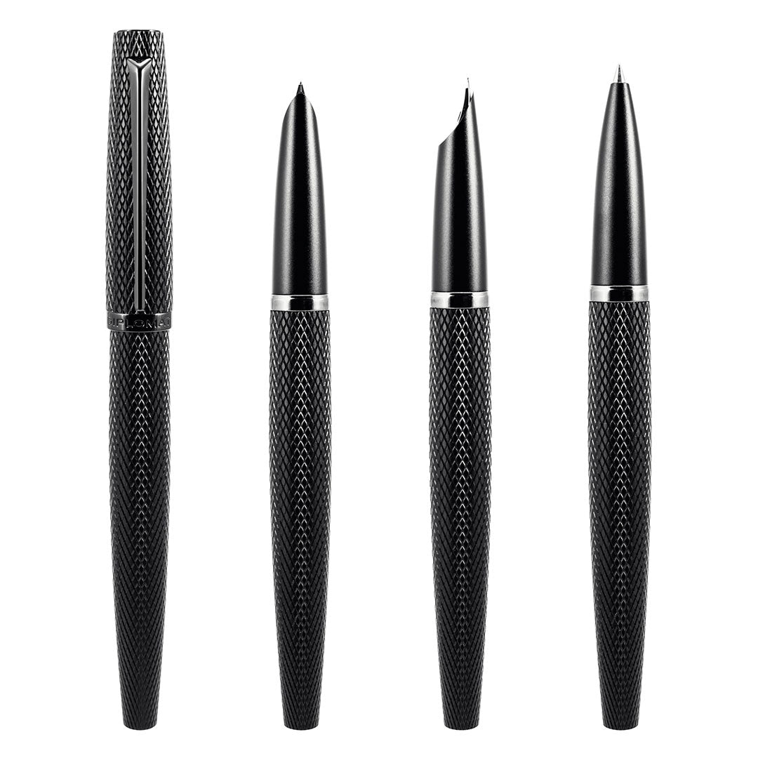 Diplomat Viper Guilloche Rollerball Pen - Premium Black Fountain Pen for Writing, Business & Gifts - Perfect for Office, School & Professional Use