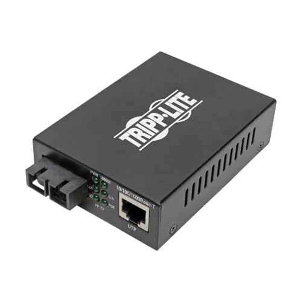 Tripp Lite N785-P01-SC-MM1 Gigabit Multimode Fiber to Ethernet Converter with POE+ | 10/100/1000 SC 850nm 550m | Ideal for Office Networks, Data Centers & Industrial Applications