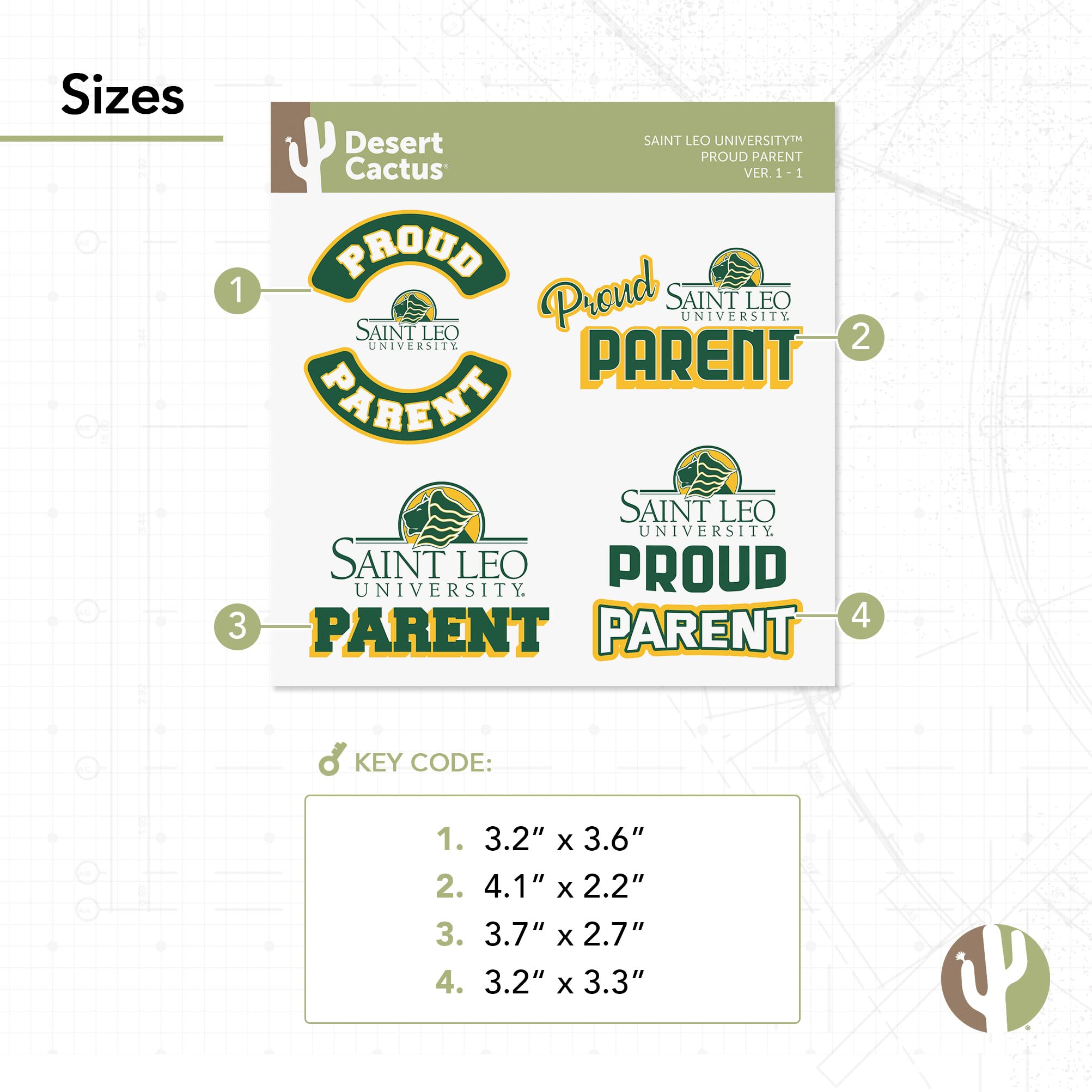 Desert Cactus Saint Leo University Vinyl Decal Sticker Set - Waterproof Laptop, Car, Water Bottle, Scrapbook Decor - Perfect for College Pride, Graduation Gifts & School Spirit Accessories