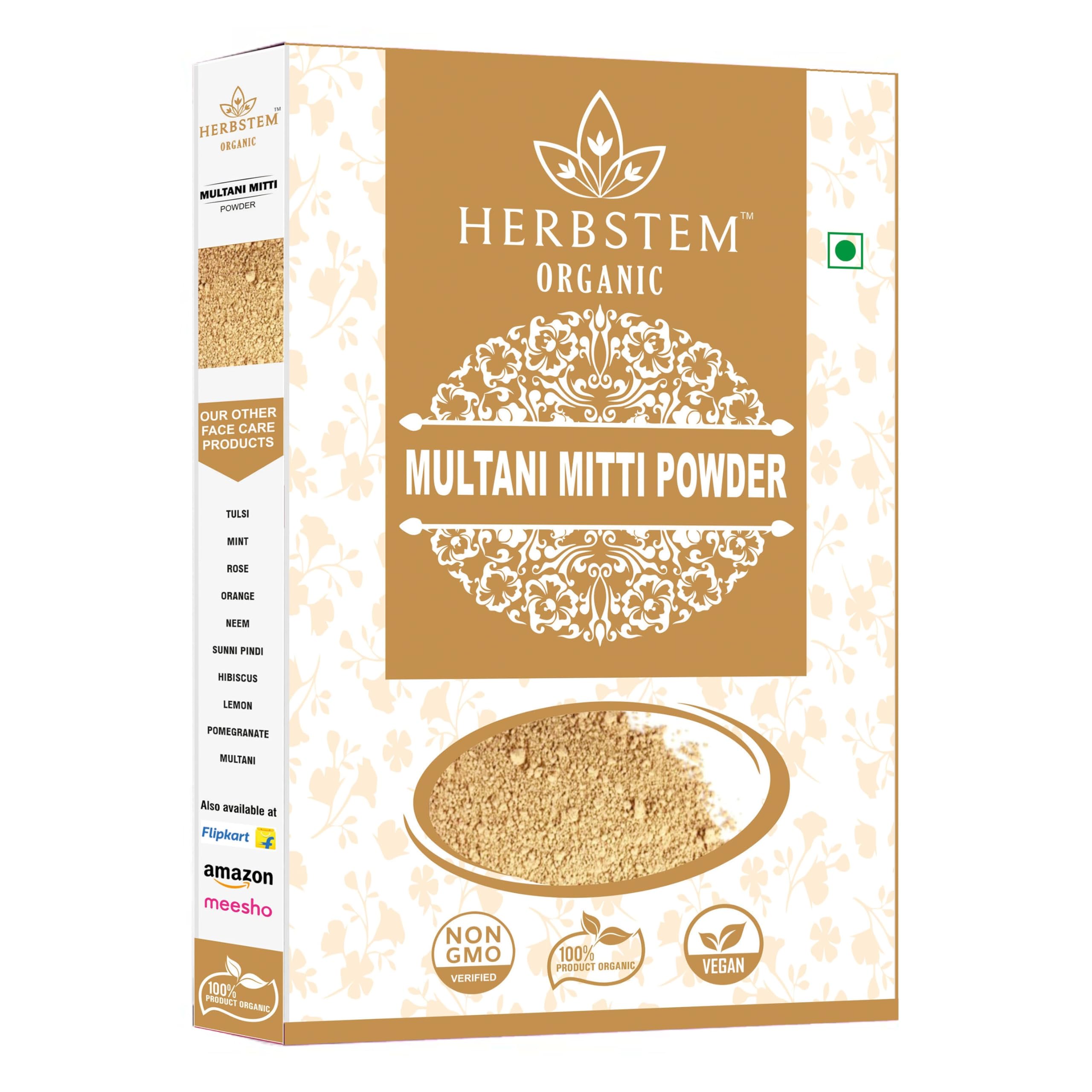 Herbstem 100% Natural Multani Mitti Powder - Fuller's Earth & Bentonite Clay for Face, Skin & Hair Care (200g) | Exfoliating, Soothing, Nourishing | DIY Masks, Spa Treatments, Acne Relief