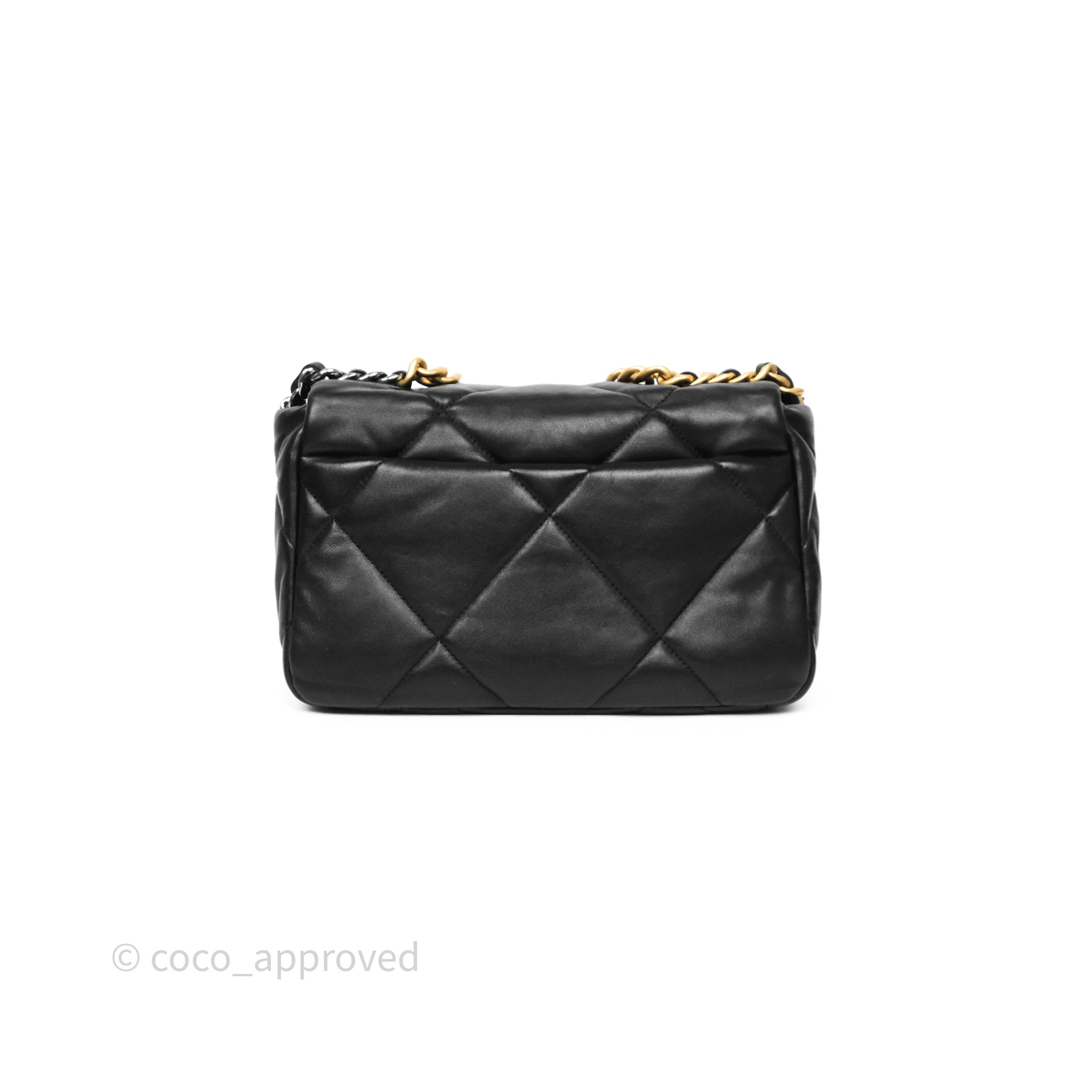 Chanel 19 Small Black Leather Flap Bag with Mixed Gold & Silver Hardware - Luxury Designer Handbag for Women, Perfect for Evening Events & Date Nights