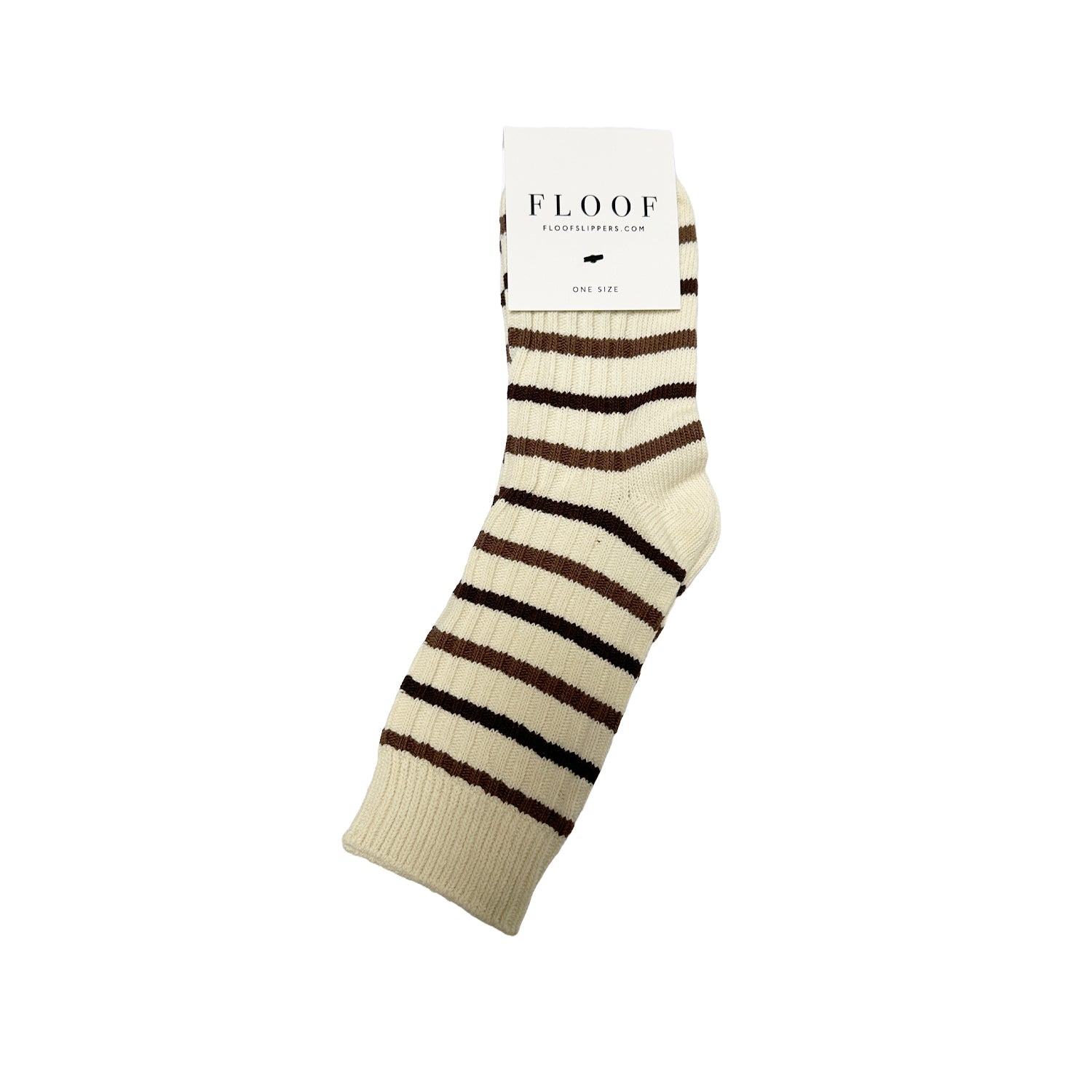 FLOOF Retro Striped Brown Socks - Vintage Style Cotton Crew Socks for Men & Women - Perfect for Casual Wear, Outfits & Gifts