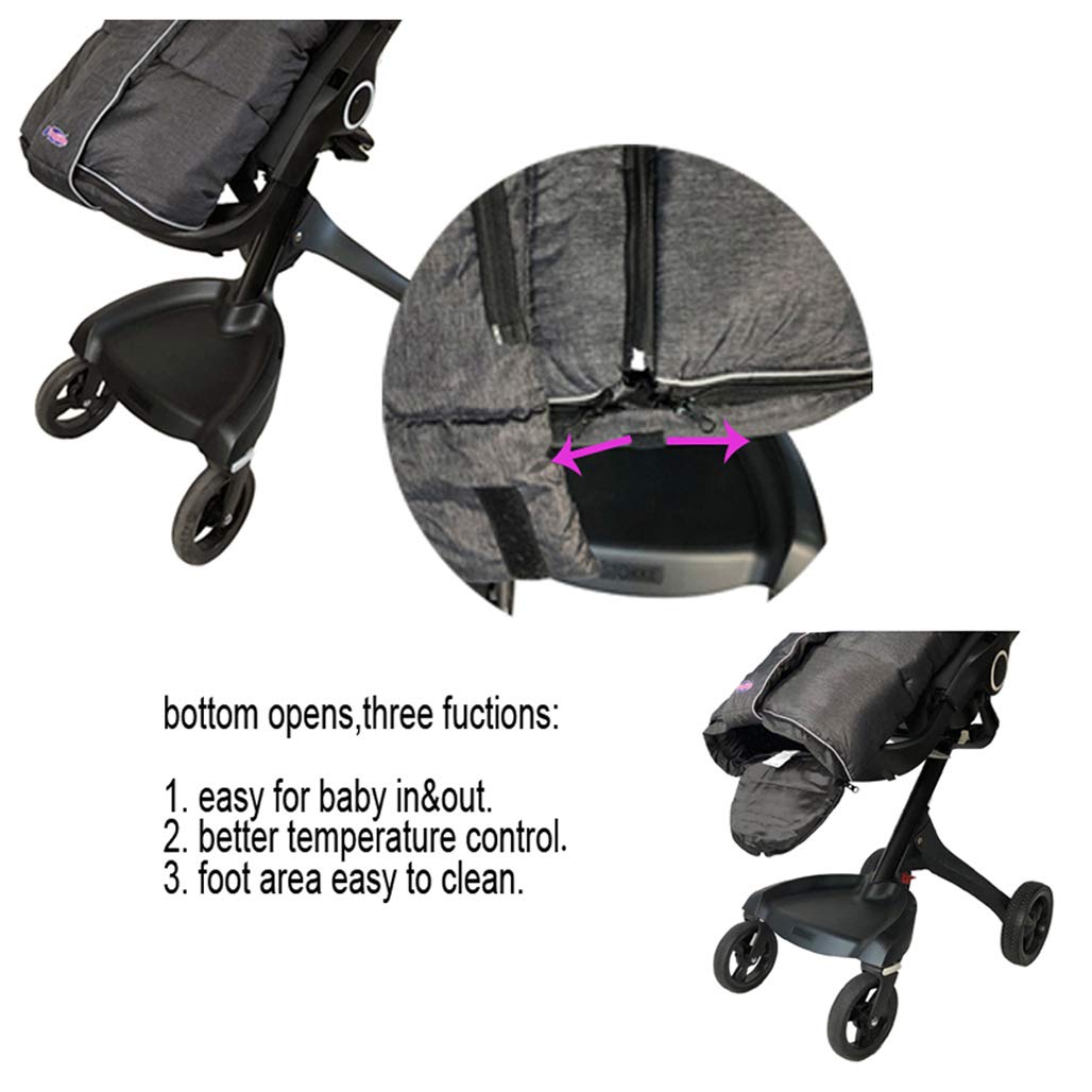 Waterproof & Adjustable Winter Stroller Bunting for Toddlers 6-36M - Cozy Outdoor Footmuff with Hood, Central Zipper & DIY Play Stickers - Perfect for Strolls, Shopping & Winter Adventures
