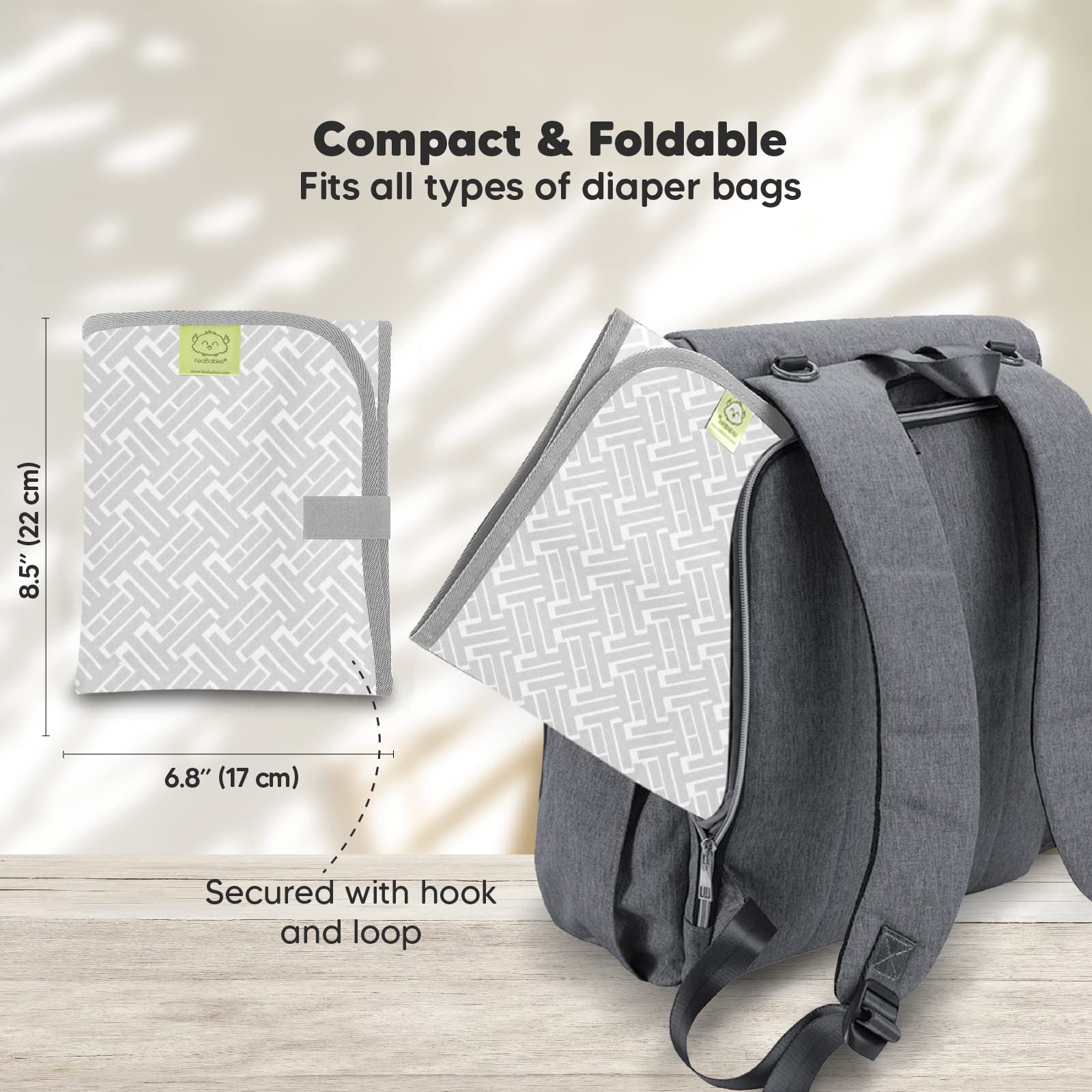 KeaBabies Waterproof Portable Diaper Changing Pad & Backpack - Foldable Baby Changing Mat for Travel, Multi-Function Diaper Bag with Storage Pockets - Perfect for On-the-Go Parents, Airplane Trips & Outdoor Adventures