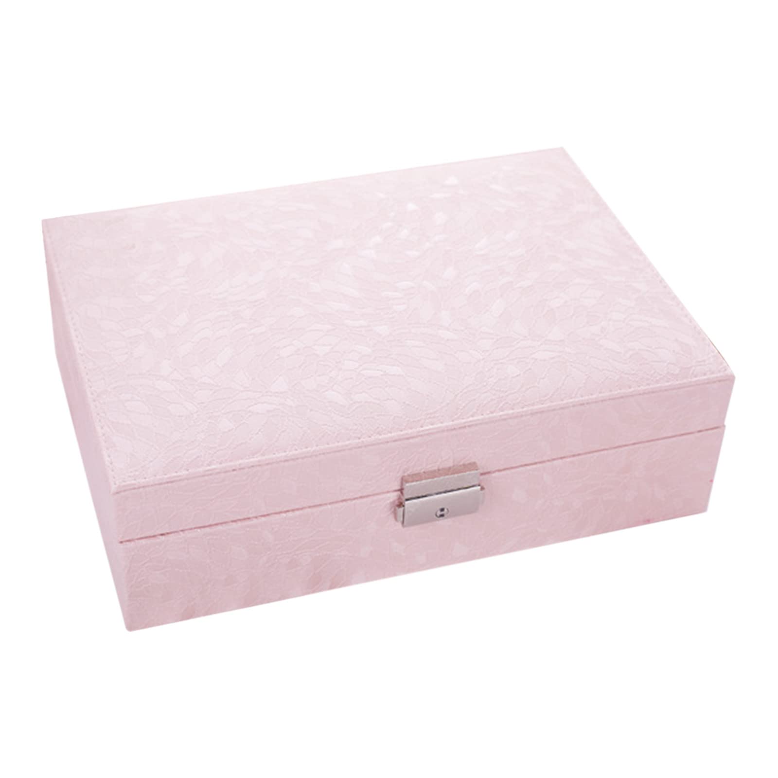 Comigeewa Jewelry Box with Lock and Mirror - 2-Layer Jewelry Organizer Storage Case for Earrings, Bracelets, Rings & Watches - Perfect for Travel, Home Decor, and Gift Giving