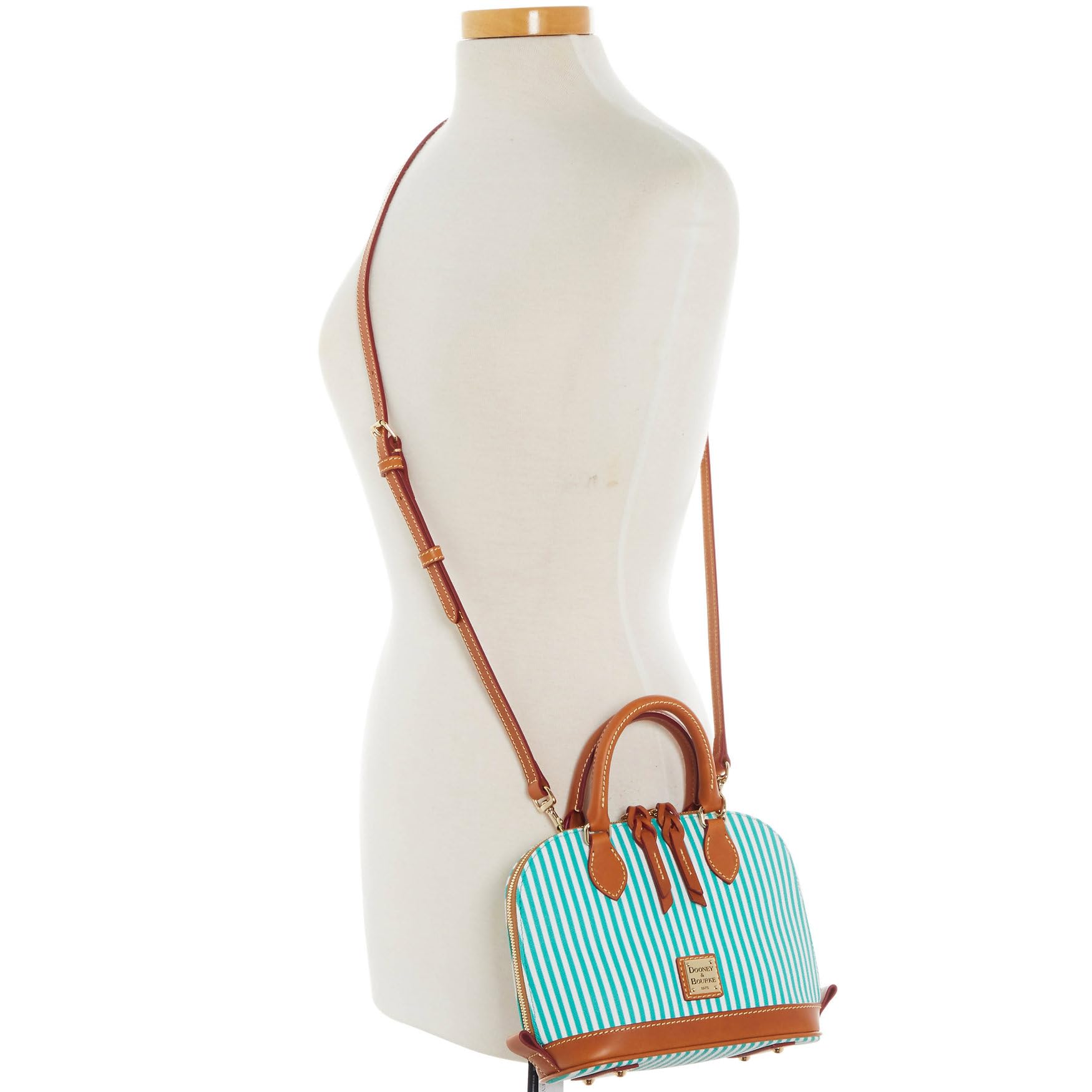 Dooney & Bourke Women's Seaview Bitsy Small Striped Satchel Handbag with Removable Crossbody Strap - Fashionable Purse for Work, Travel & Everyday Use
