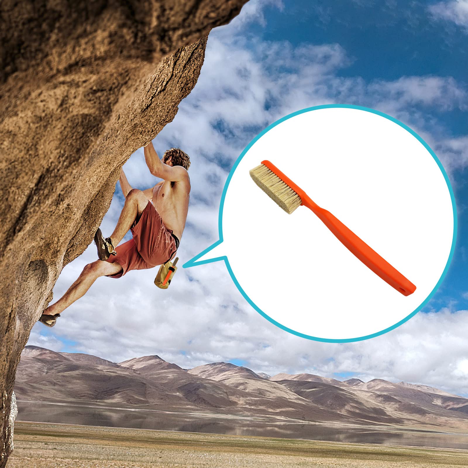 Premium TWO STONES Climbing Chalk Brush - Ultra Durable Boar Hair Bristles for Rock Climbing & Bouldering | Ergonomic Handle & Portable Design | Perfect for Gym Climbing, Outdoor Bouldering & Wall Holds Maintenance (Chalk Bag Not Included)