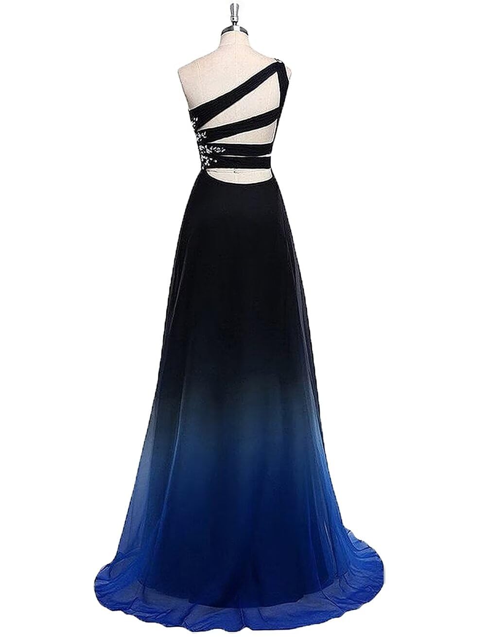 Elegant One Shoulder Ombre Evening Prom Dress for Women - Long Chiffon Bridesmaid Gown for Weddings, Formal Parties & Special Occasions | Perfect for Homecoming, Prom Night & Black Tie Events