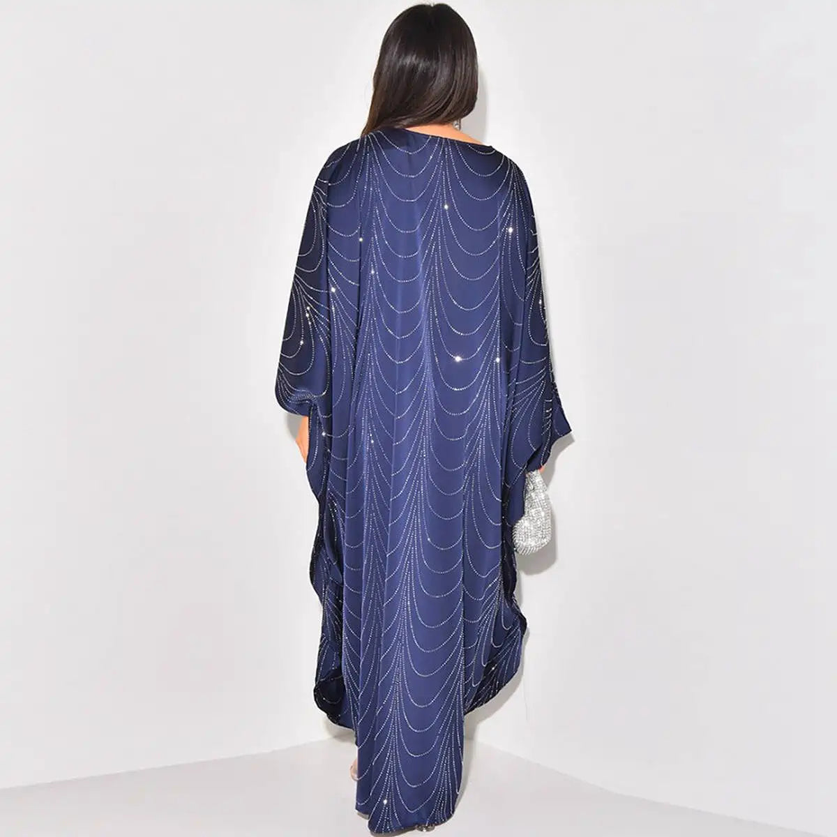 Hotfix Rhinestone Abaya Dress #25192 - Elegant Embellished Islamic Gown for Women, Perfect for Weddings, Parties & Special Occasions