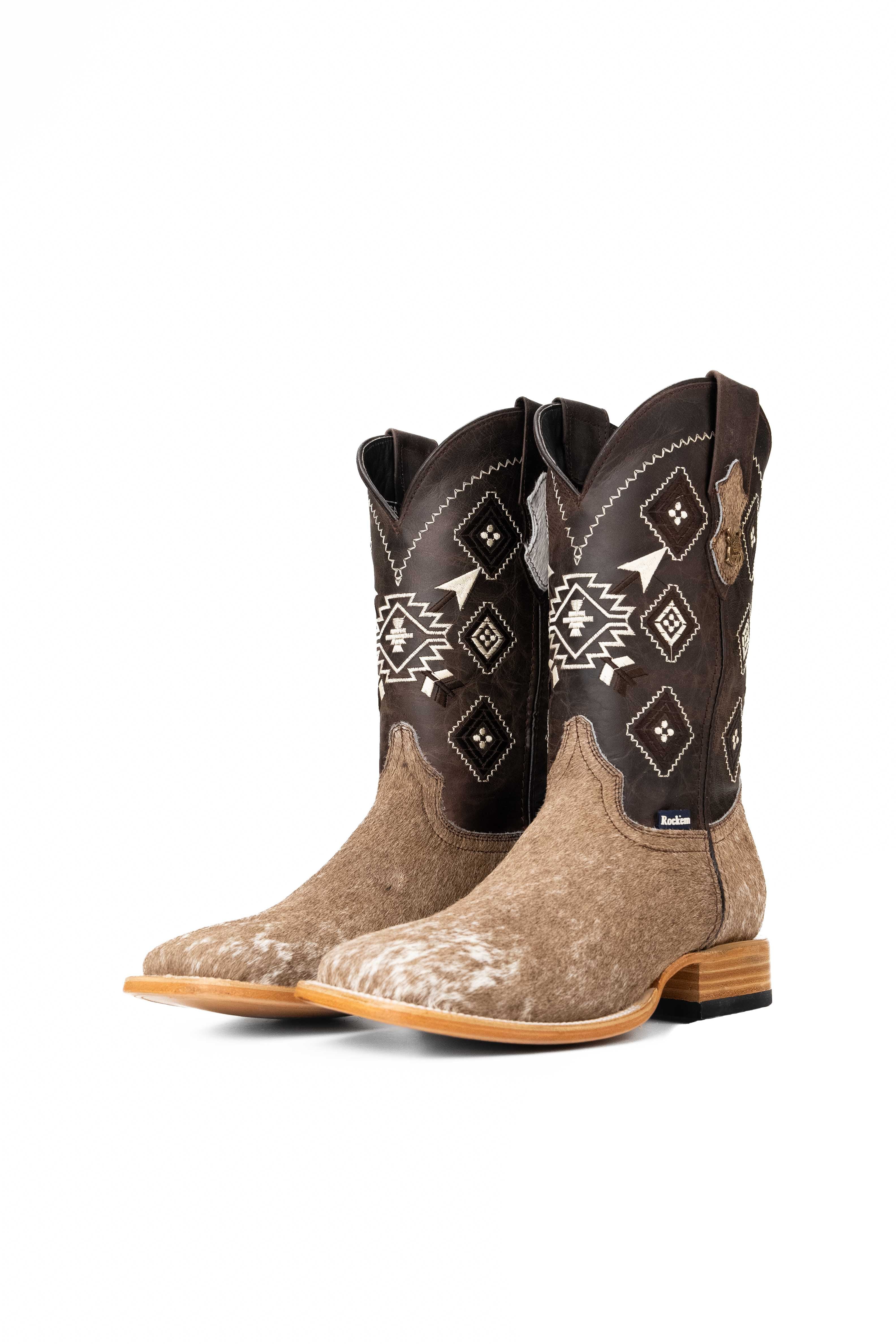 Authentic Men's Cowhide Square Toe Cowboy Boots - Size 10 (US) - Durable & Stylish Western Footwear for Rodeo, Country Dancing & Outdoor Adventures