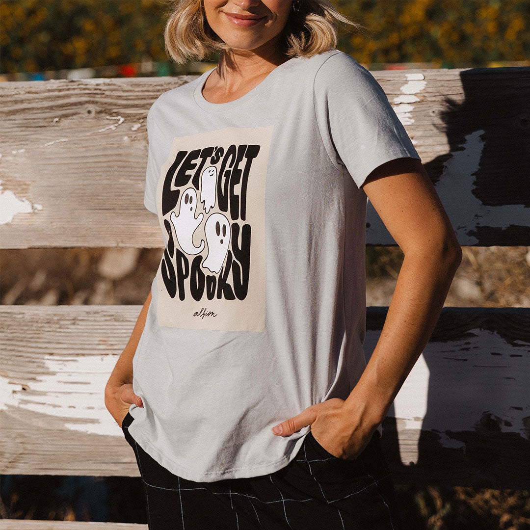 Spooky White Basic Tee - Soft Cotton T-Shirt for Men & Women | Casual Wear, Halloween Costume, Everyday Outfit