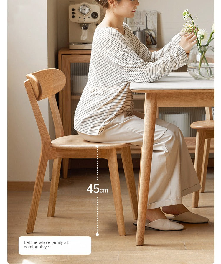 Solid Wood Dining Chair with Curved Backrest - Oak, Cherry, Beech Wood Options - Perfect for Kitchen, Dining Room & Restaurant Seating