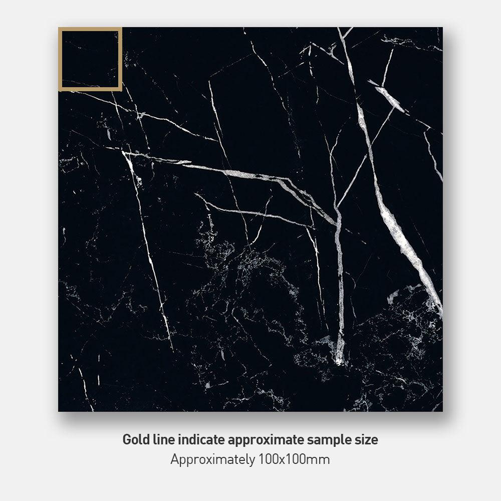Premium Marble Look Porcelain Tile 24x24 Inch - Nero Marquina Black Polished Finish for Flooring & Wall - Perfect for Bathroom, Kitchen & Living Room Décor
