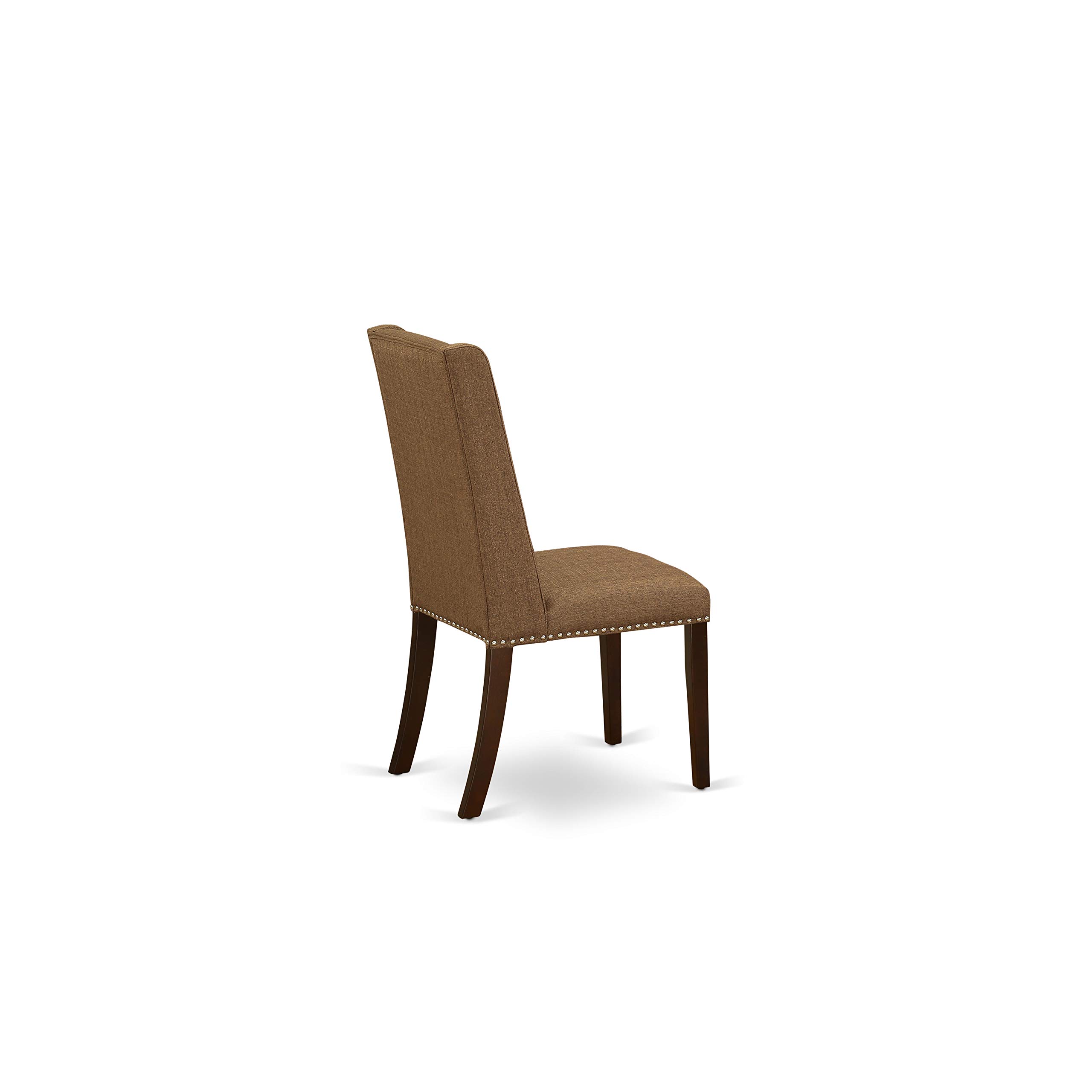 East West Furniture ESFL3-MAH-18 3-Piece Round Dining Table Set with Pedestal Base & 2 Brown Linen Upholstered Chairs, 30x30 Inch, Mahogany Finish - Perfect for Small Spaces, Breakfast Nooks & Cozy Apartments