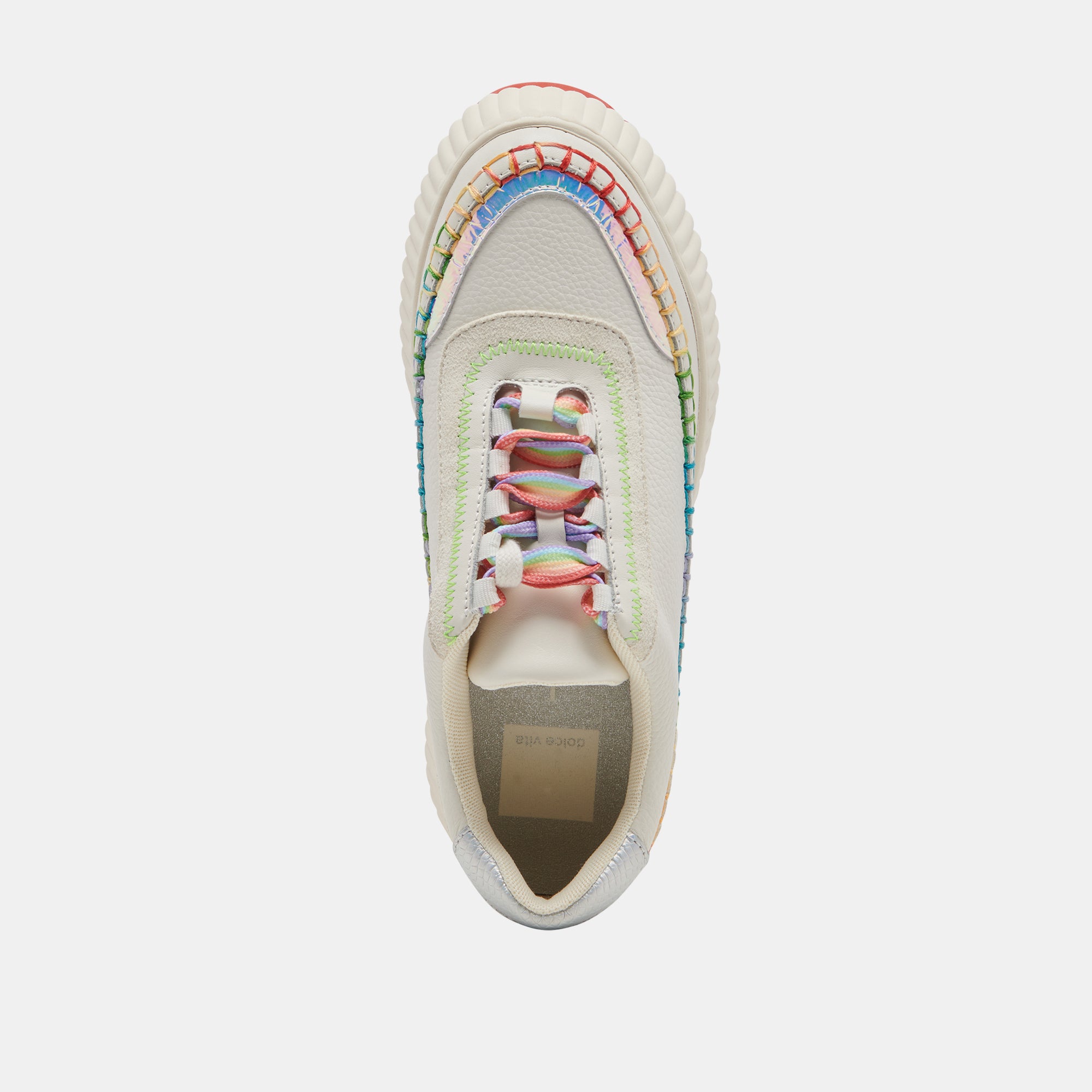DOLEN PRIDE Sneakers for Men & Women - White Multi-Color Leather Casual Shoes for Walking, Running & Everyday Wear