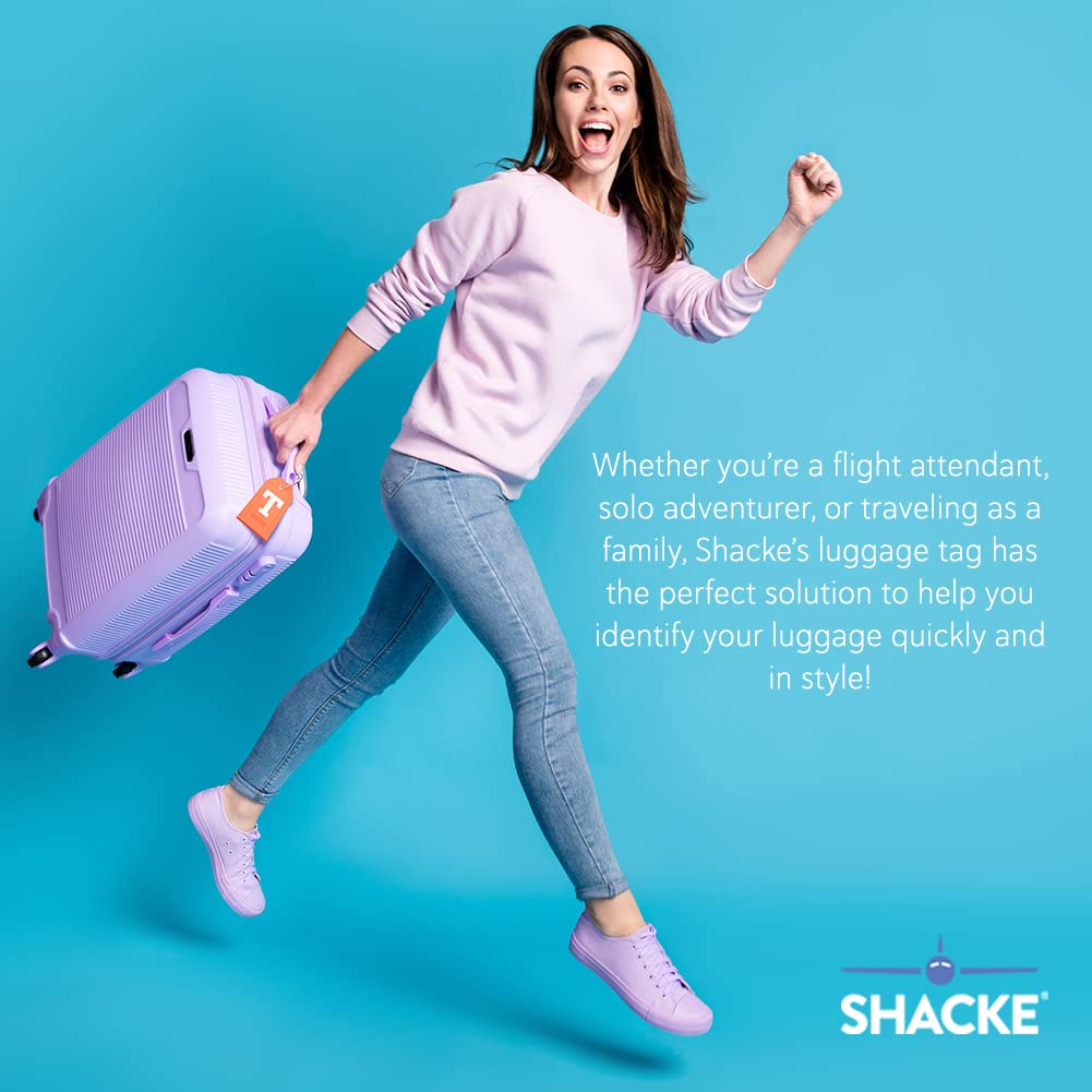 Shacke Initial Luggage Tag with Full Privacy Cover & Stainless Steel Loop - Personalized Letter T - Durable Travel Accessory for Suitcases, Backpacks & Carry-On Bags