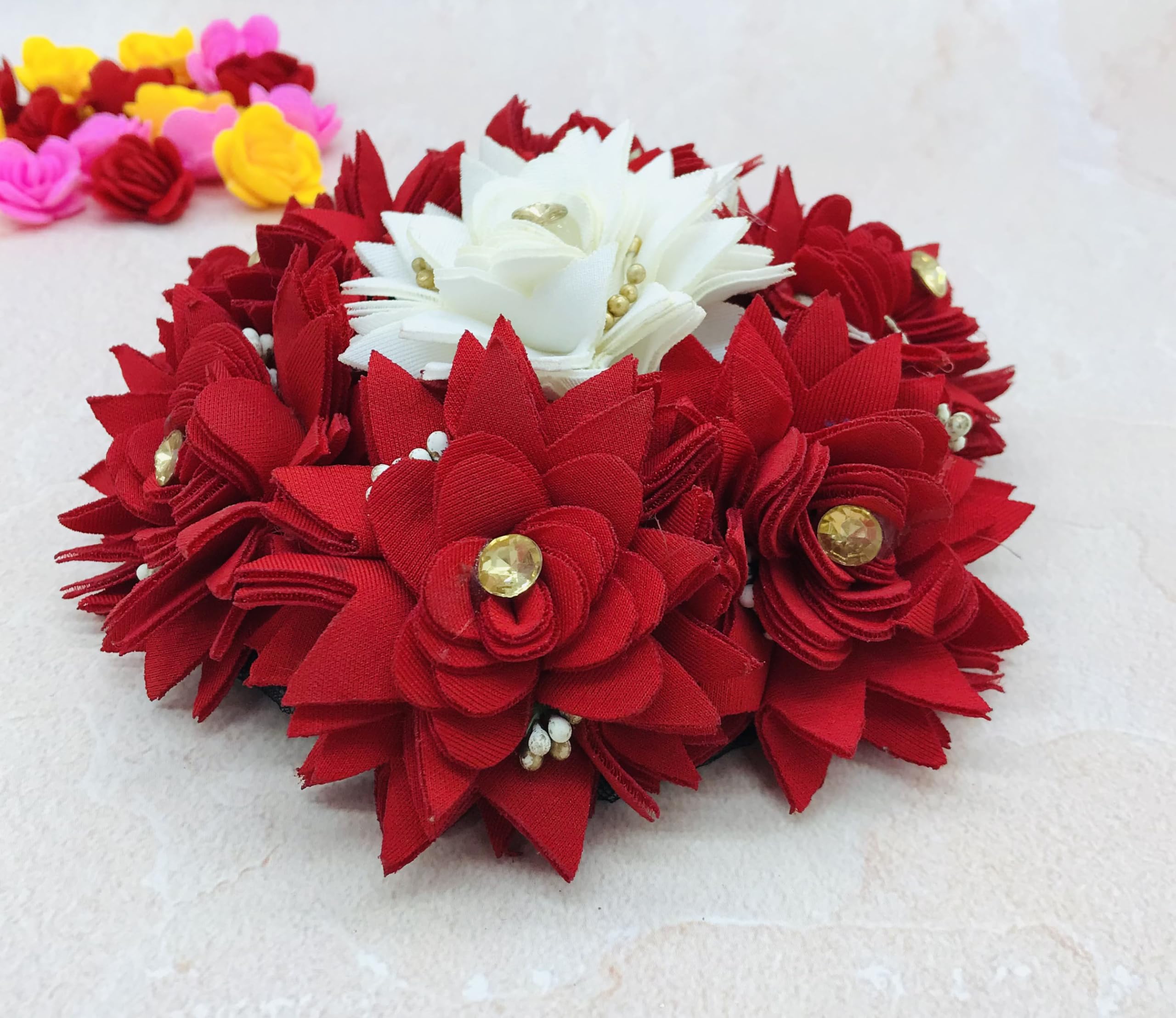 Arooman™ Bridal Artificial Full Gajra Hair Accessories for Women - Pack of 1 | Wedding Hair Jewelry for Brides, Indian Ceremonies & Special Occasions