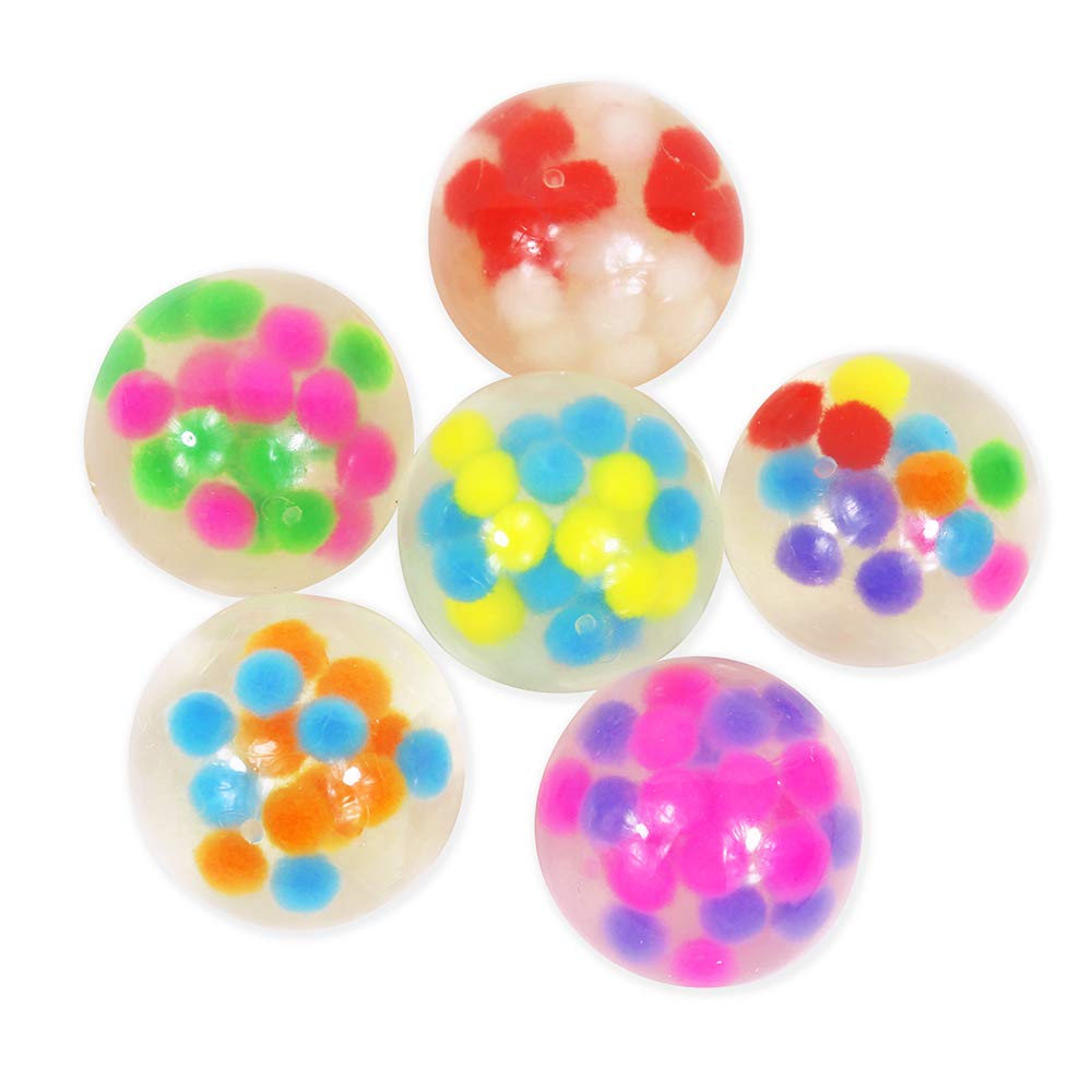 Colorful Squeeze Pom Pom Stress Balls - Pack of 12 | Relieve Stress & Anxiety | Perfect for Office, School, Therapy & Travel