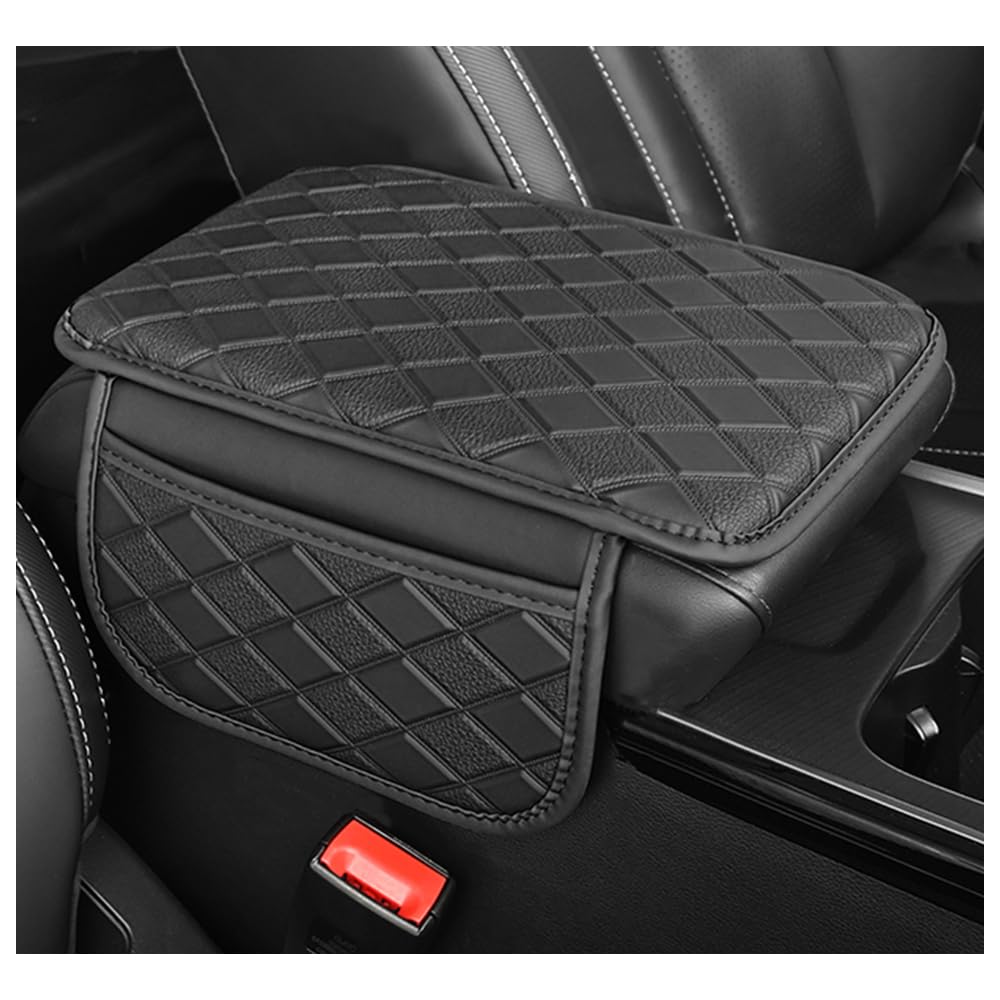 Salior Widen Leather Car Center Console Cover with 2 Side Pockets, Multi-Functional Arm Rest Cover for Enhanced Car Organizers and Storage, Total Protection Accessories for Daily Commute and Long Drives (Black)